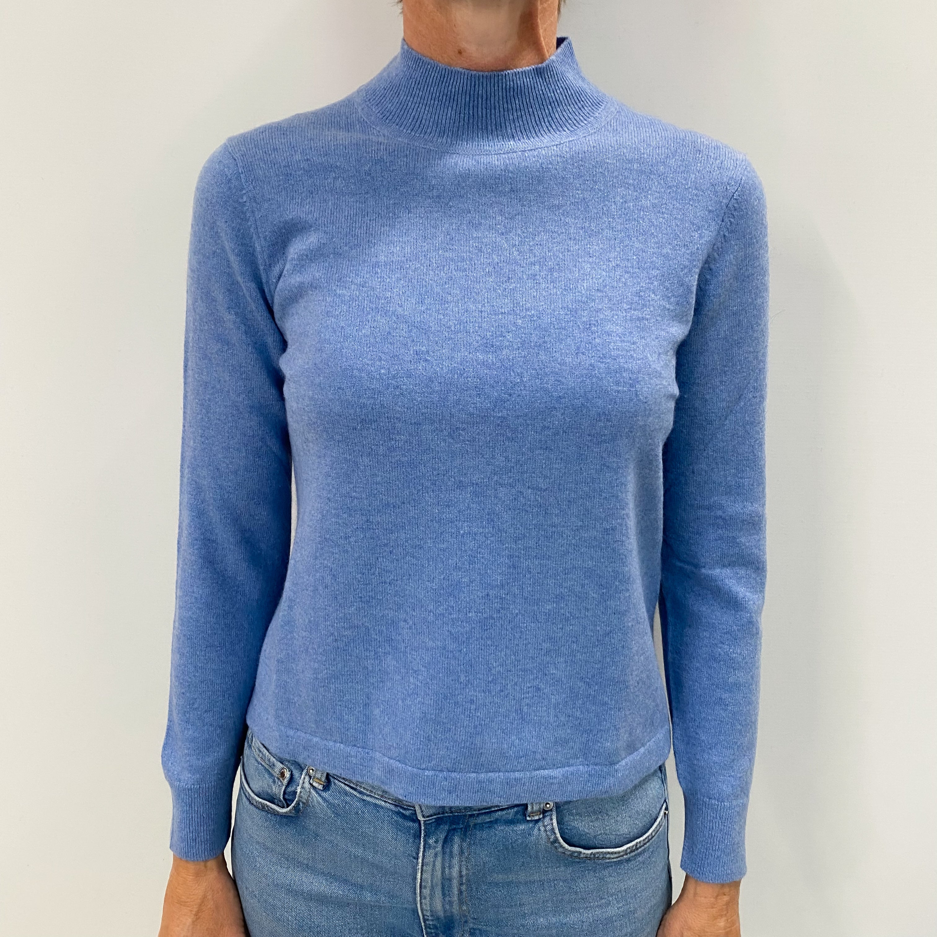 Sky Blue Cashmere Turtle Neck Jumper Small