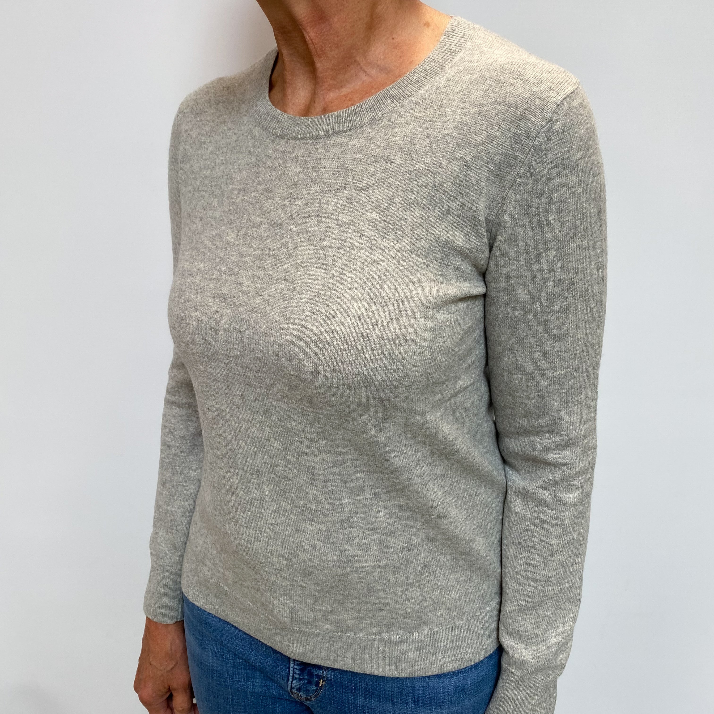 Smoke Grey Cashmere Wide Crew Neck Jumper Medium