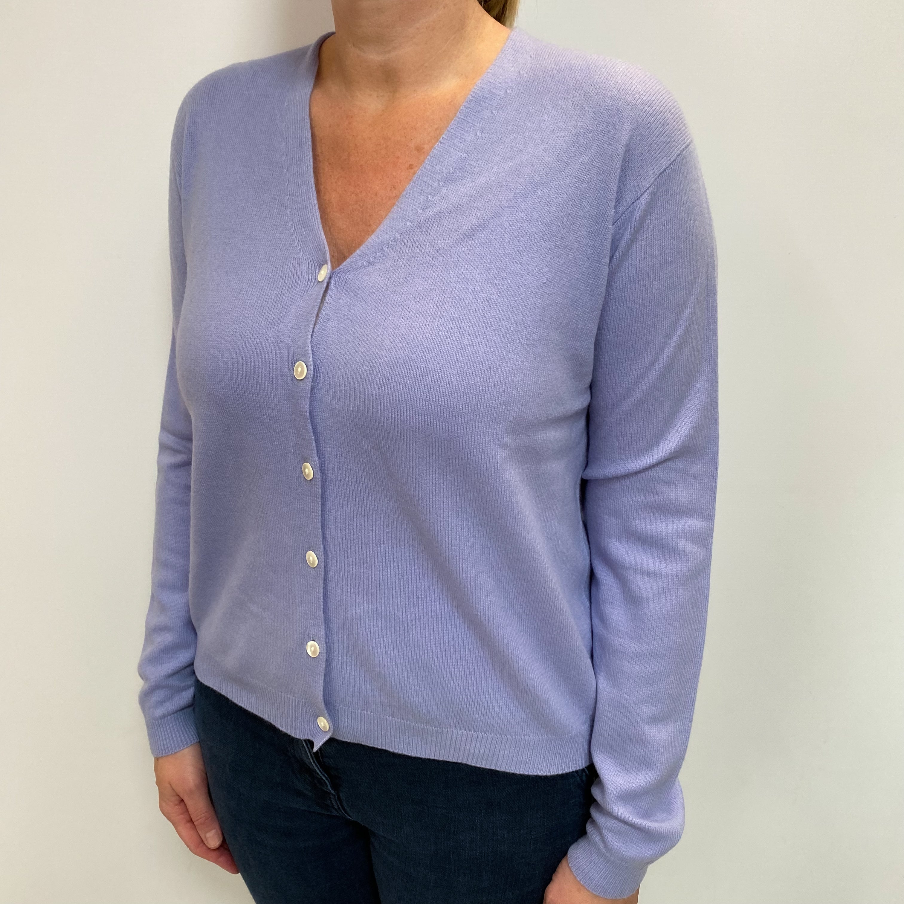 Periwinkle Blue Cashmere V-Neck Cardigan Large