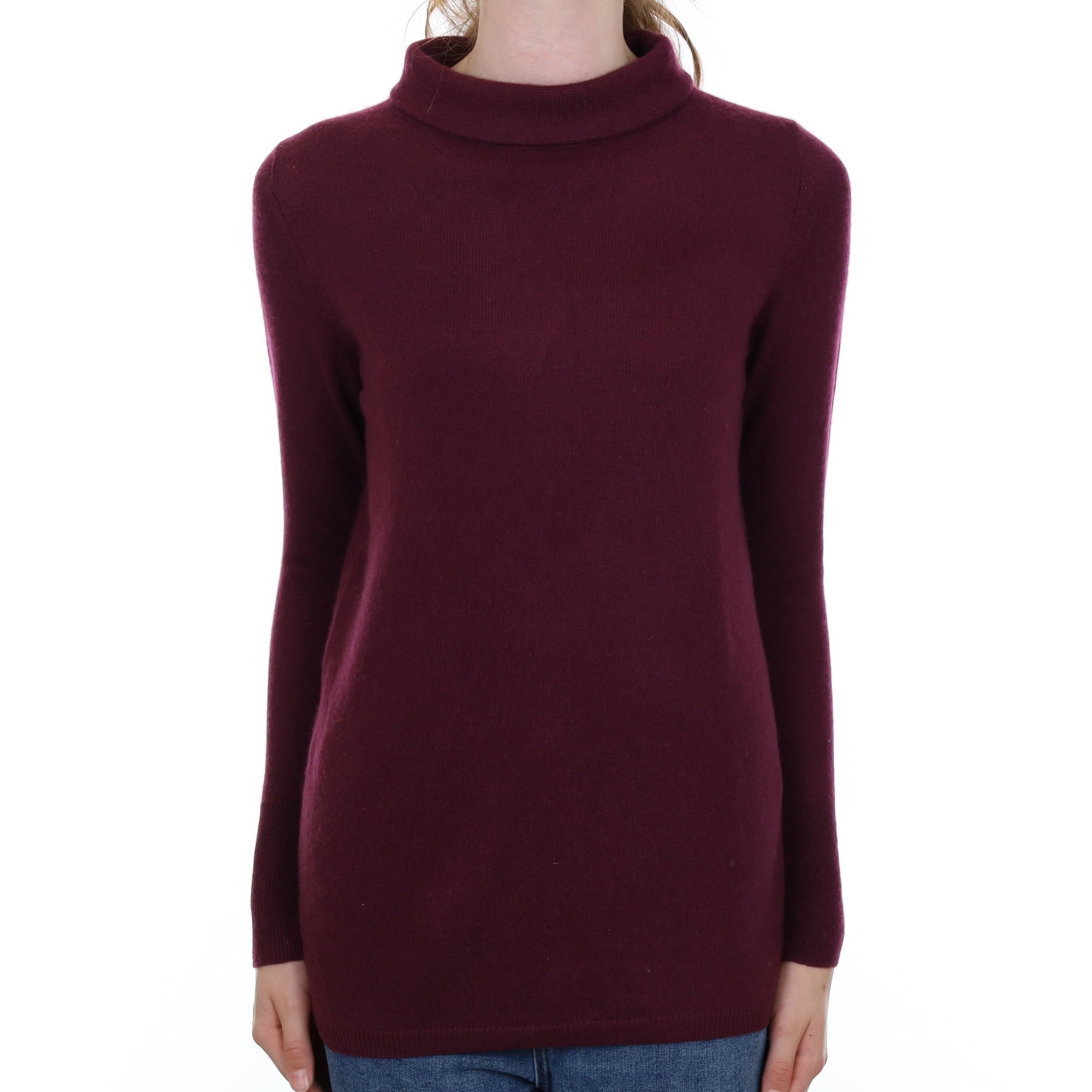 Mulberry Purple Cashmere Funnel Neck Jumper Extra Small