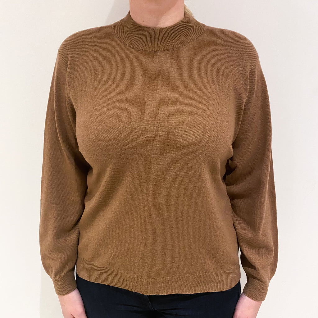 Nutmeg Brown Cashmere Turtle Neck Jumper Large