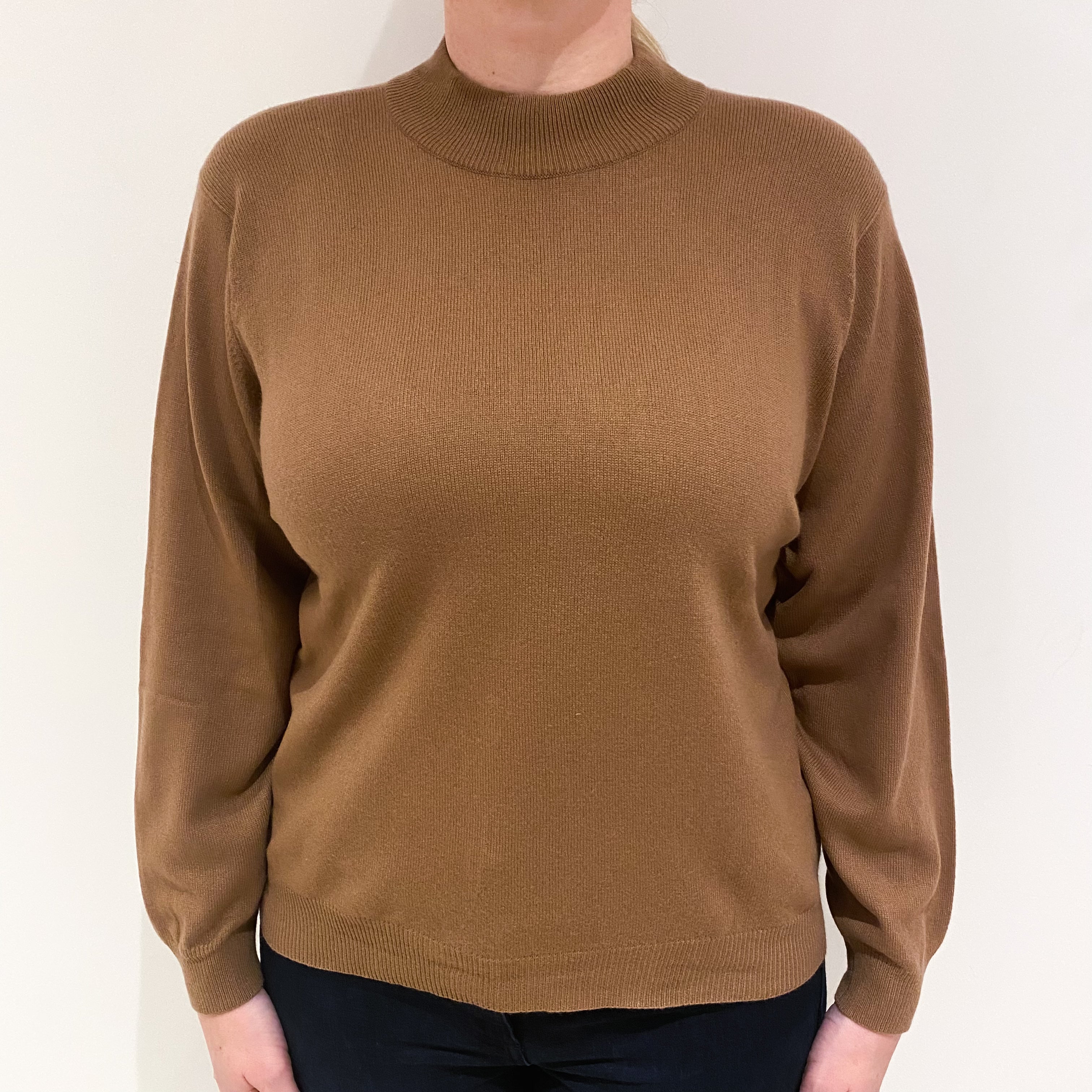 Nutmeg Brown Cashmere Turtle Neck Jumper Large