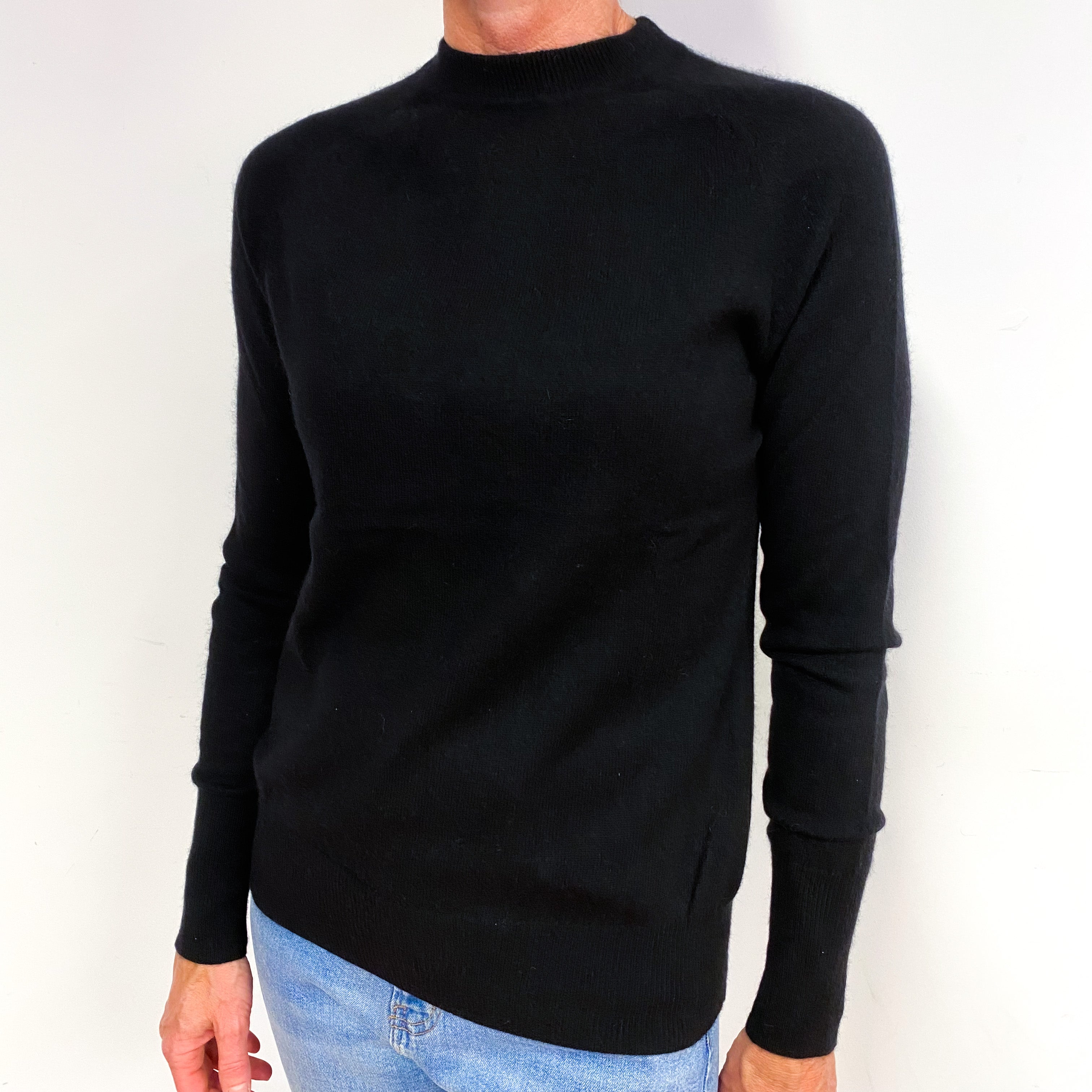 Black Cashmere Funnel Neck Jumper Medium