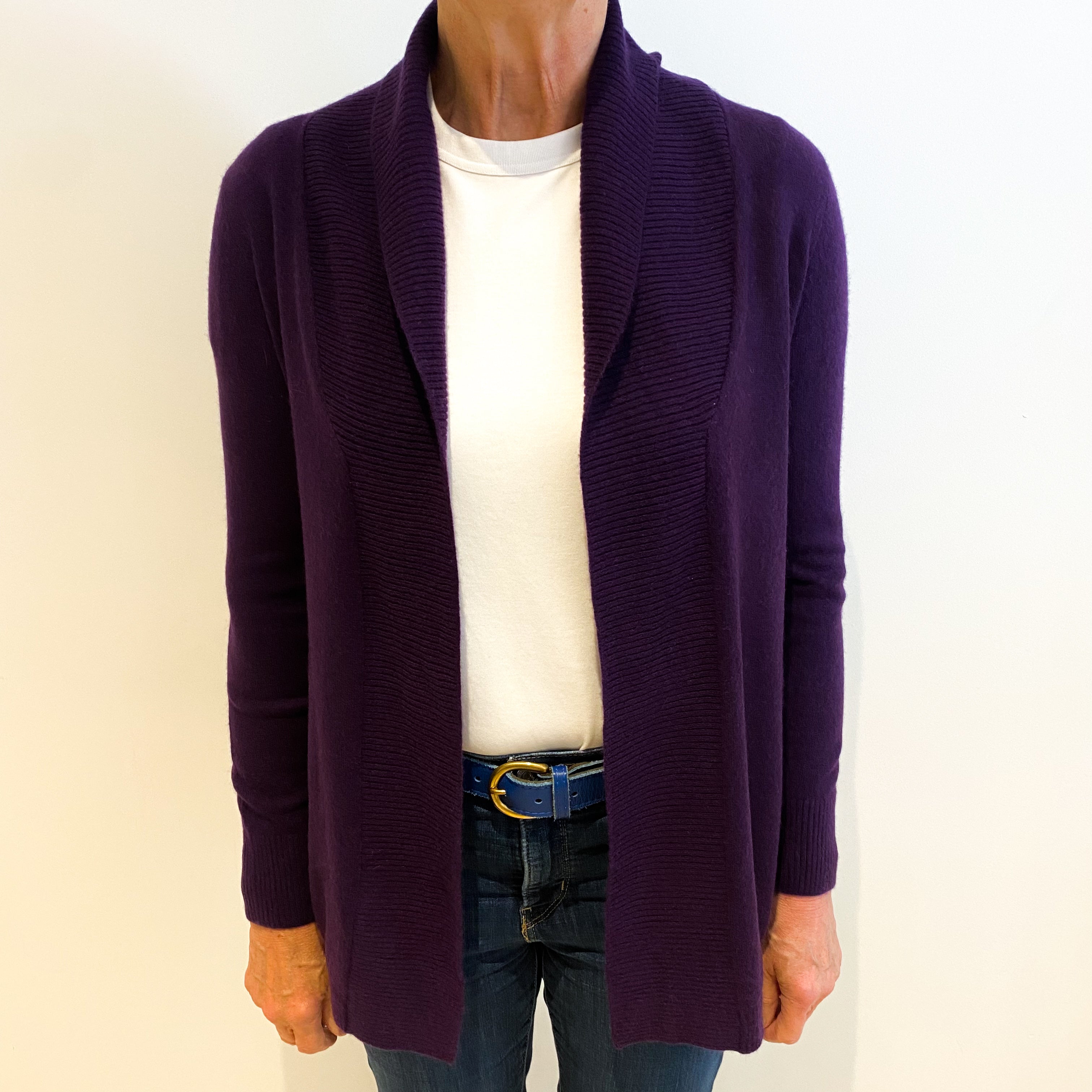 Iris Purple Cashmere Edge to Edge Cardigan Medium
