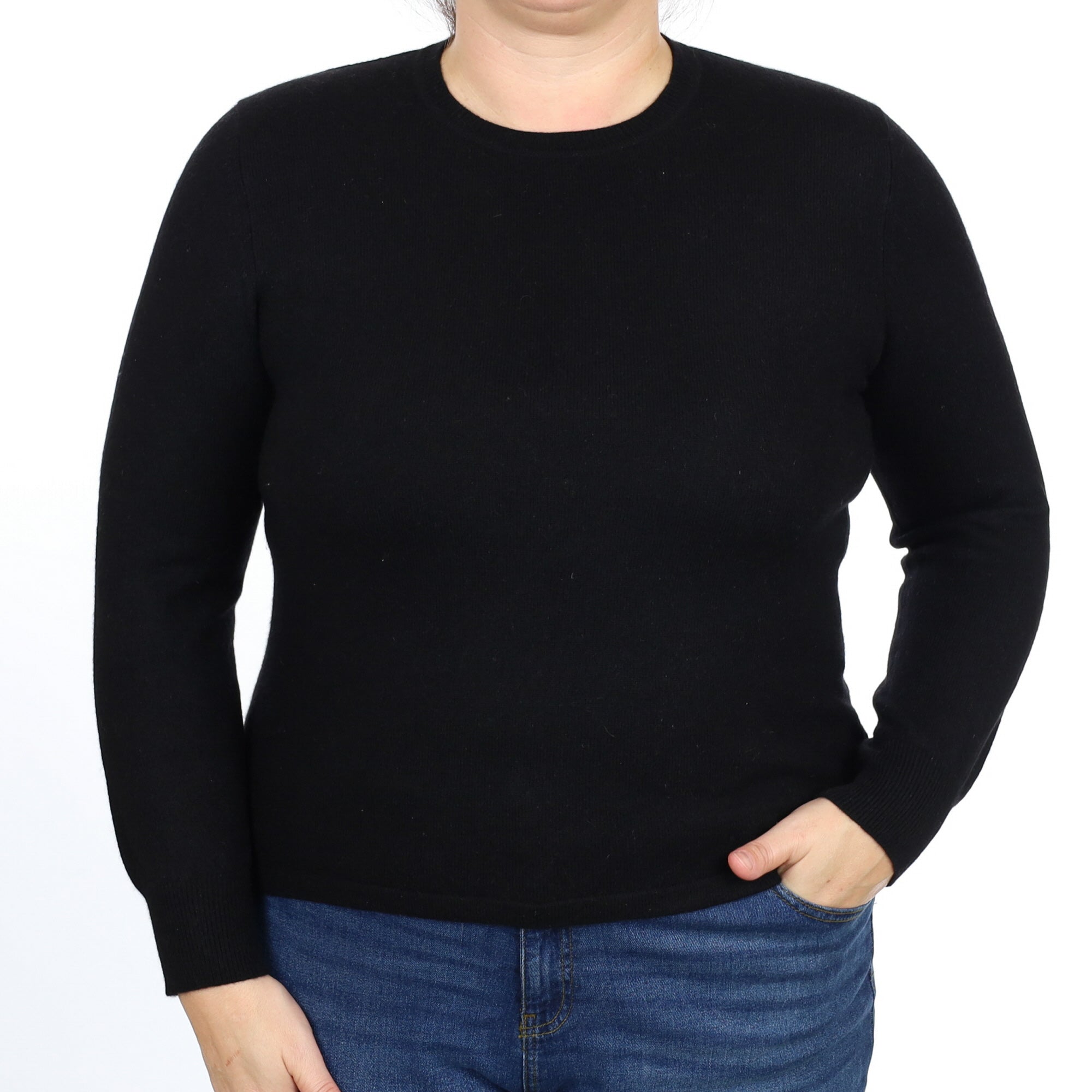 Black Cashmere Crew Neck Jumper Large