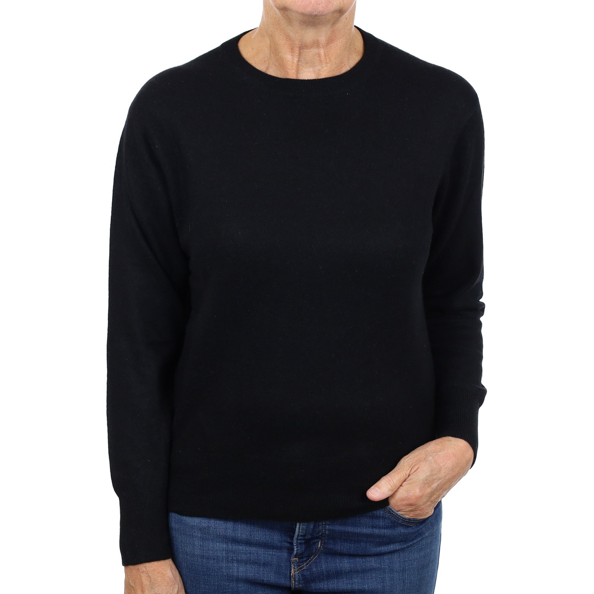 Black Cashmere Crew Neck Jumper Medium