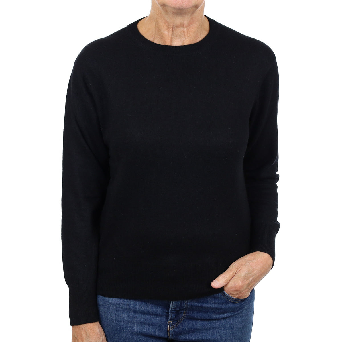 Black Cashmere Crew Neck Jumper Medium