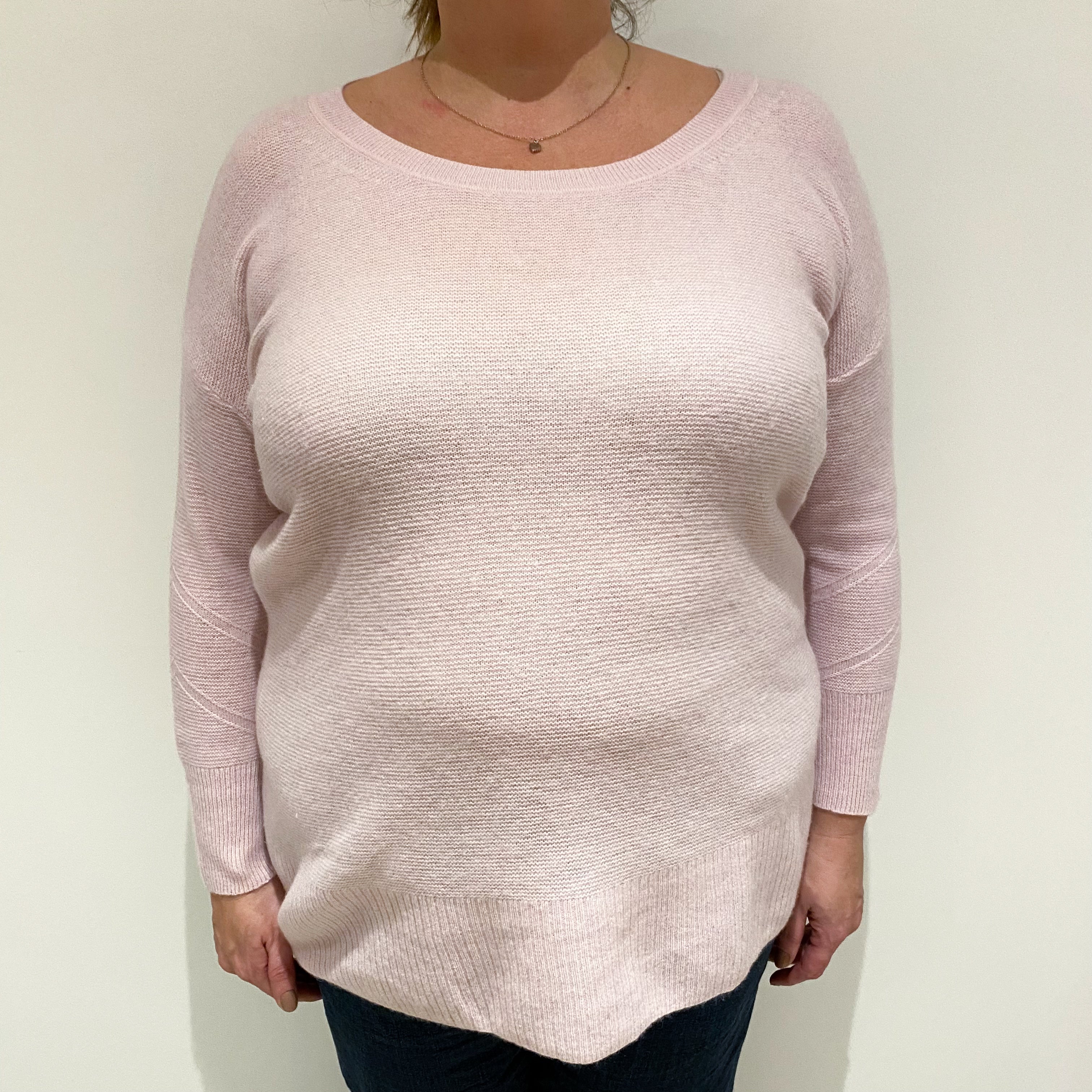 Pale Pink Cashmere Crew Neck Jumper Extra Large