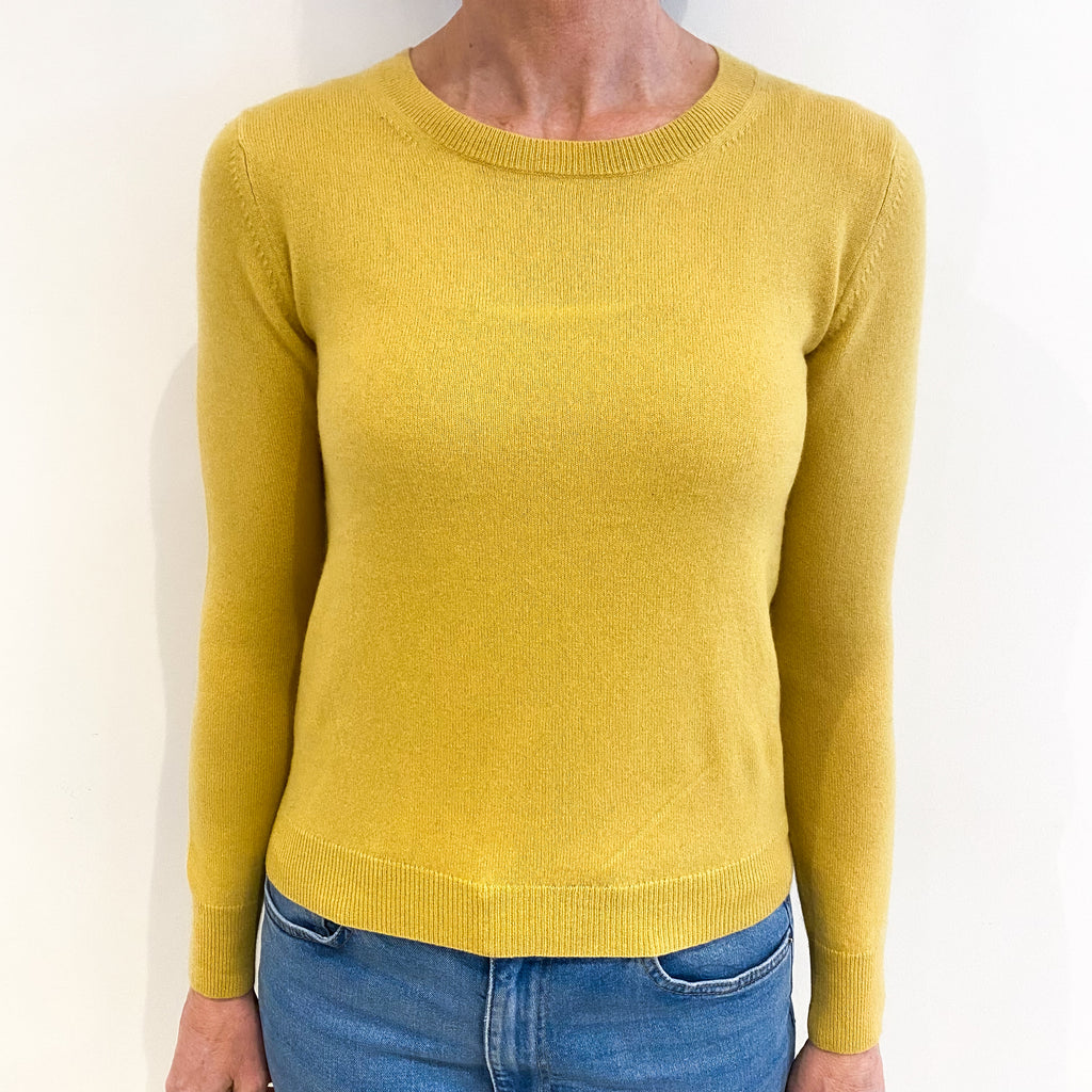 Pollen Yellow Cashmere Crew Neck Jumper Small