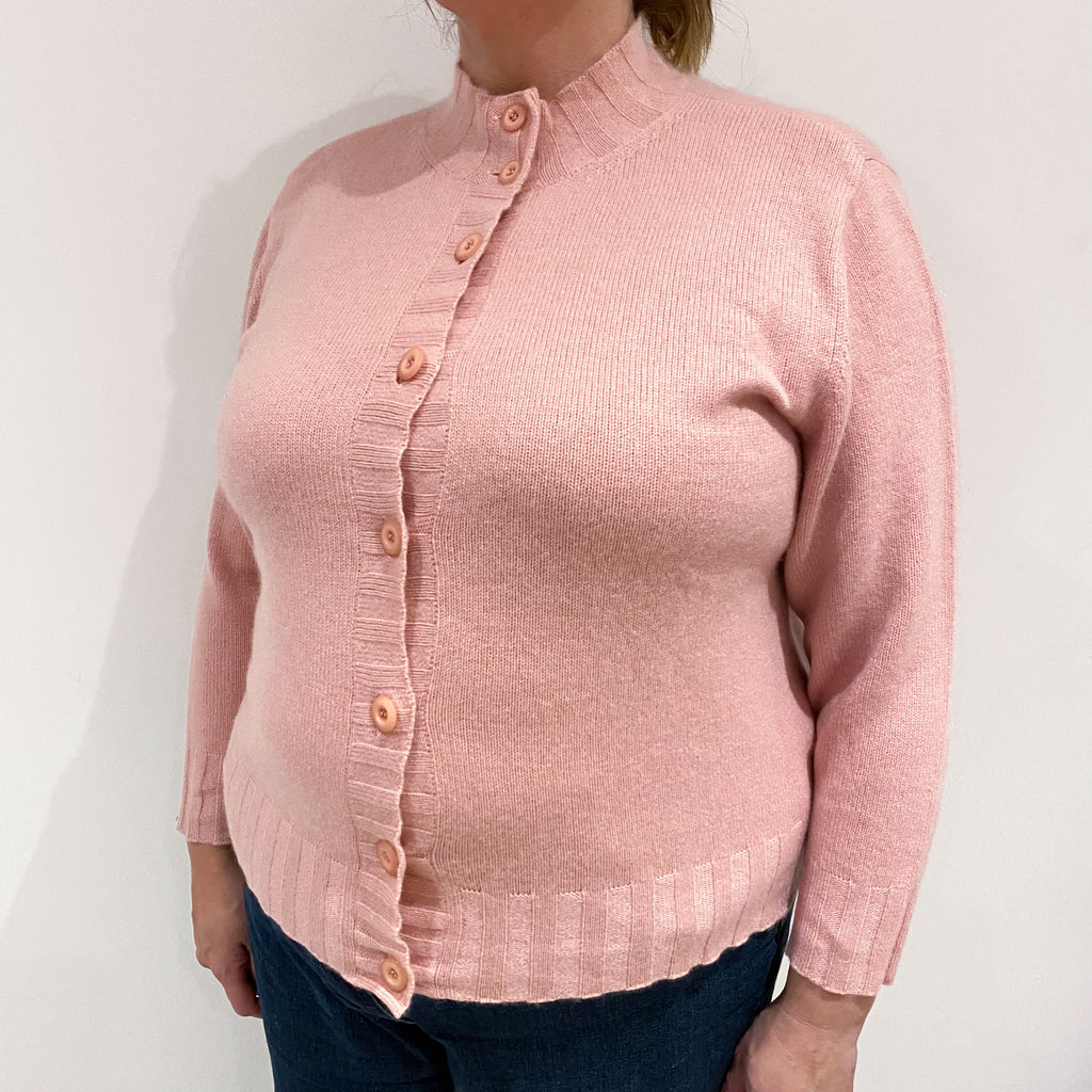 Blush Pink Cashmere Turtle Neck Cardigan Extra Large