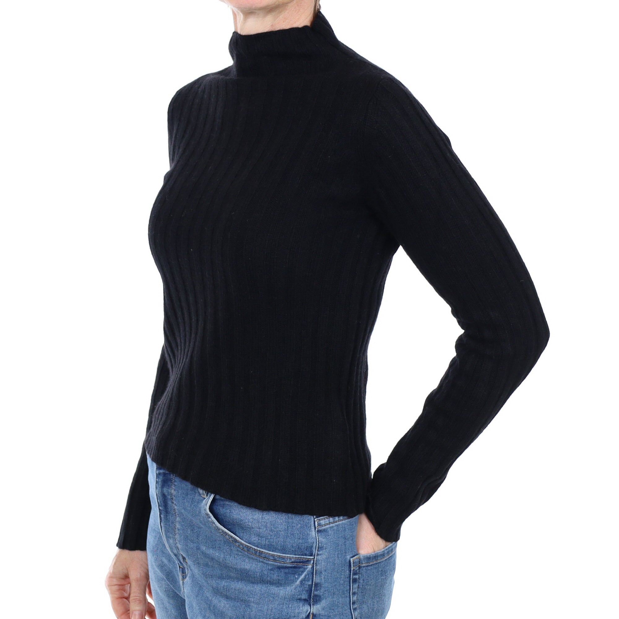 Black Cashmere Turtle Neck Jumper Small