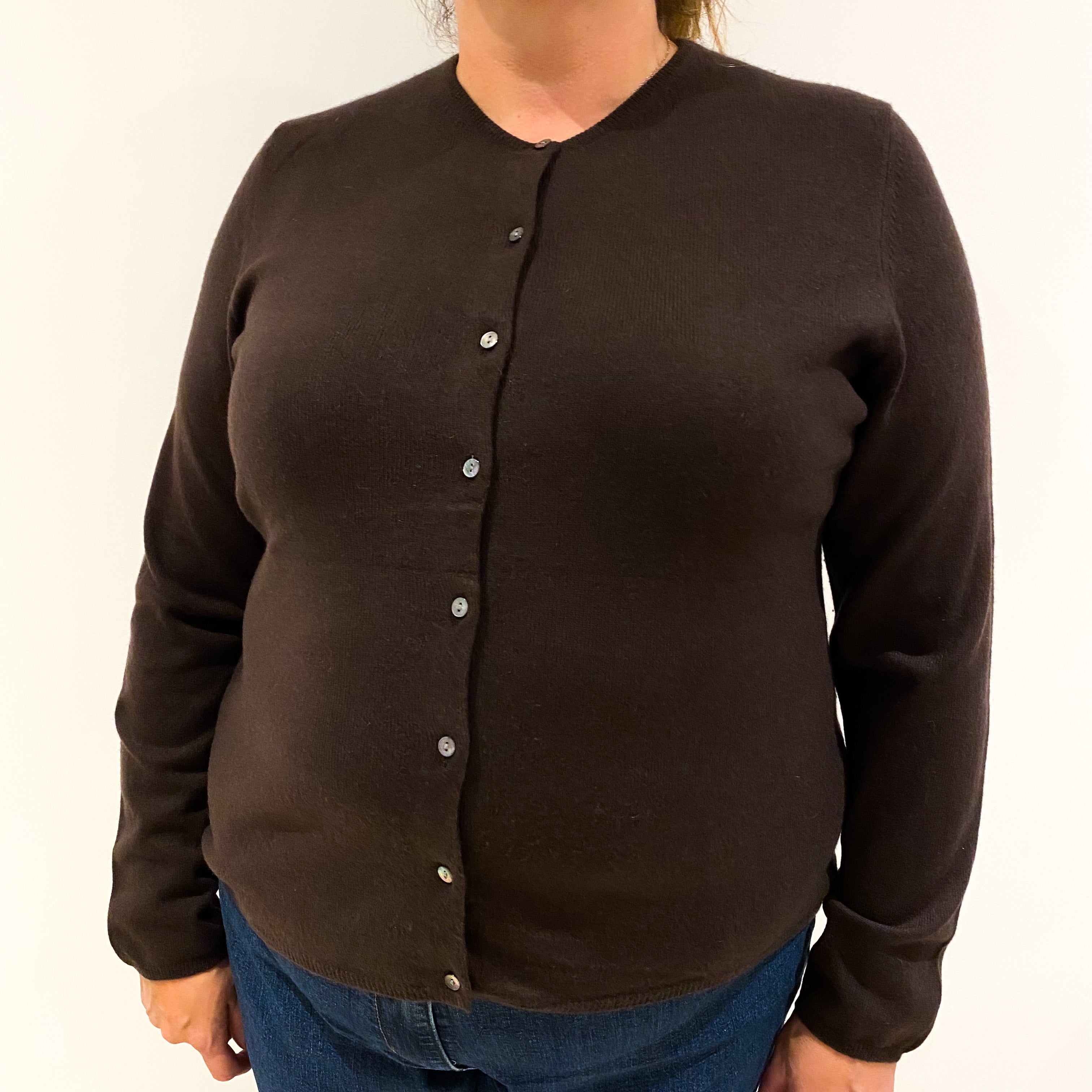 Peppercorn Brown Cashmere Cardigan Extra Large