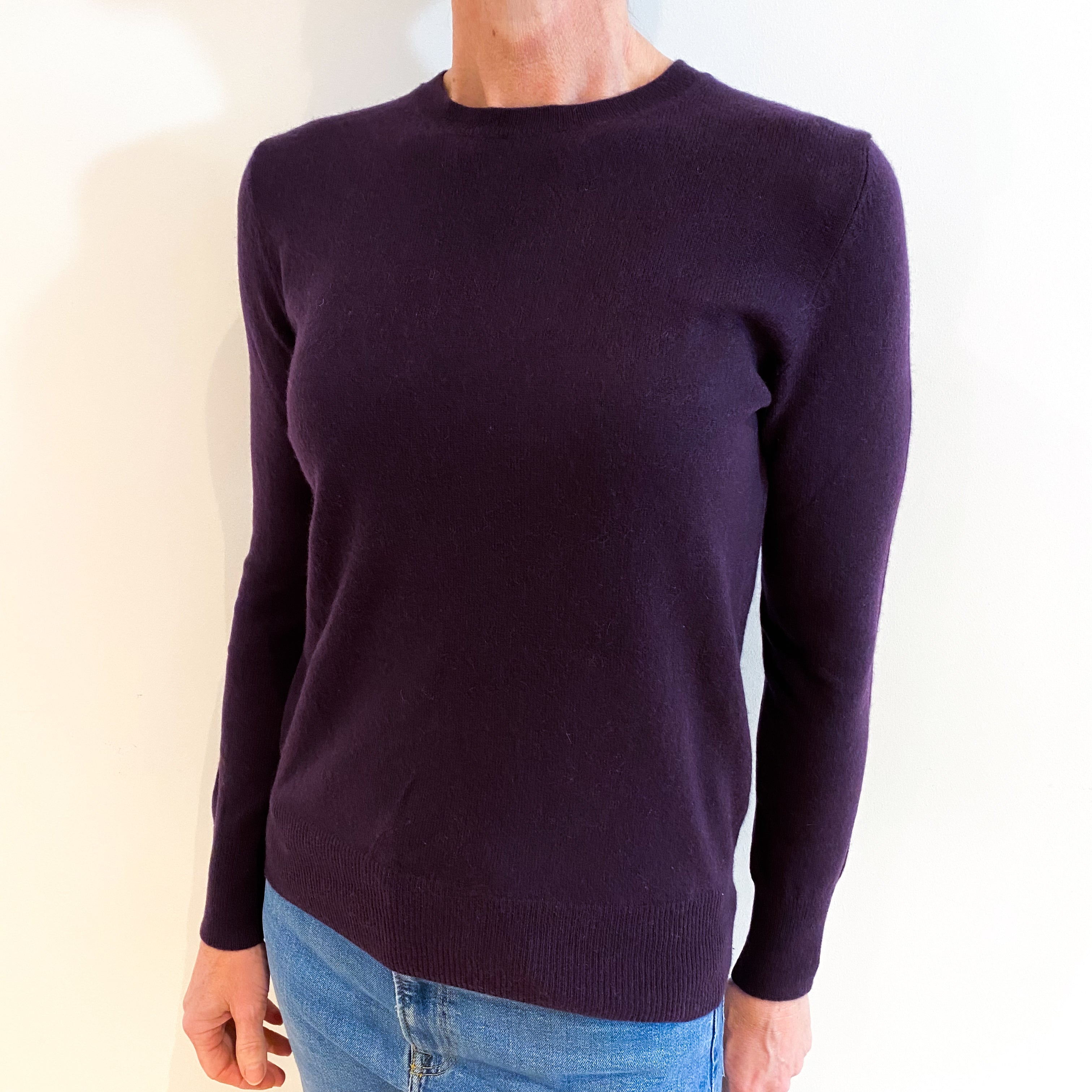 Deep Purple Cashmere Crew Neck Jumper Small
