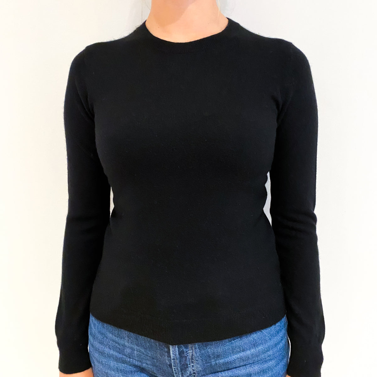 Black Cashmere Crew Neck Jumper Small