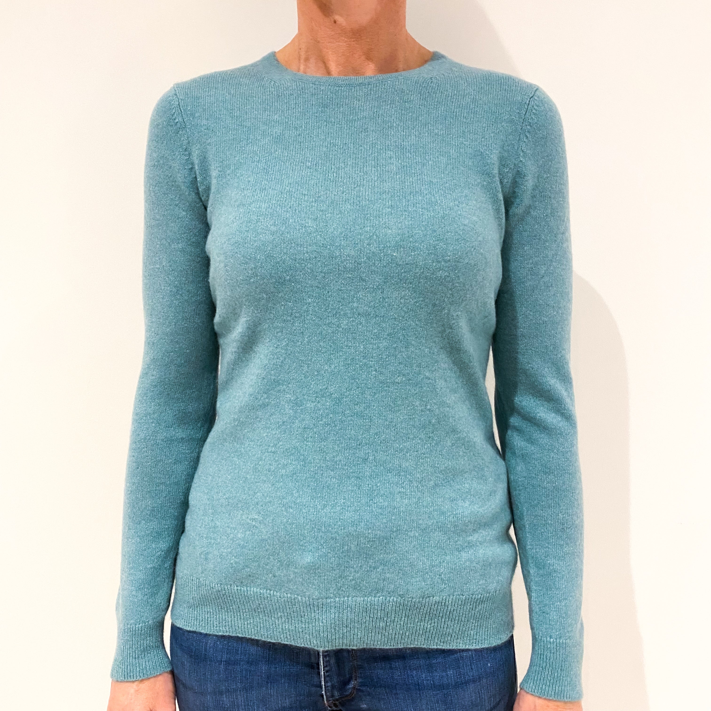 Aqua Green Cashmere Crew Neck Jumper Small