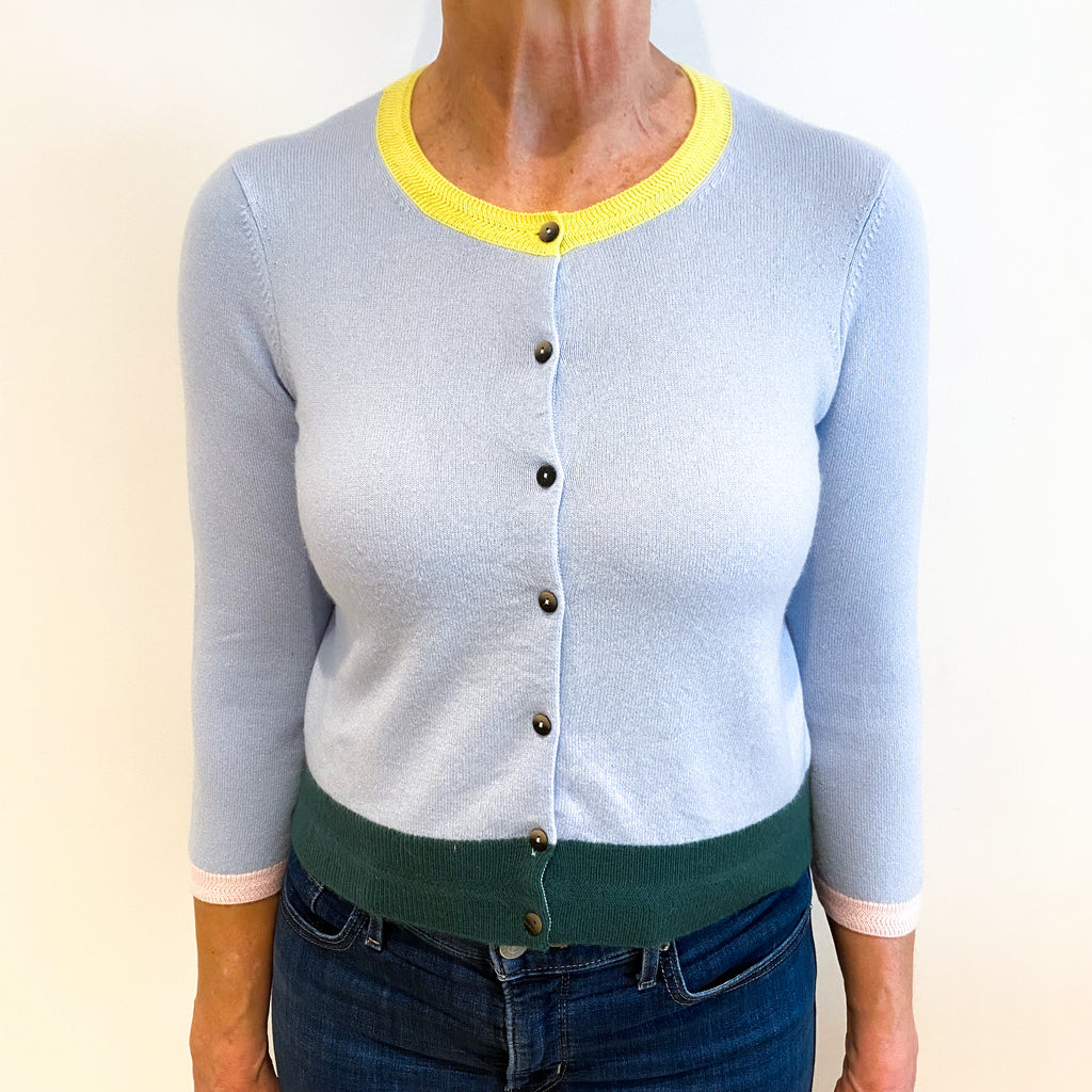 Pale Blue Cashmere Crew Neck Cardigan Medium