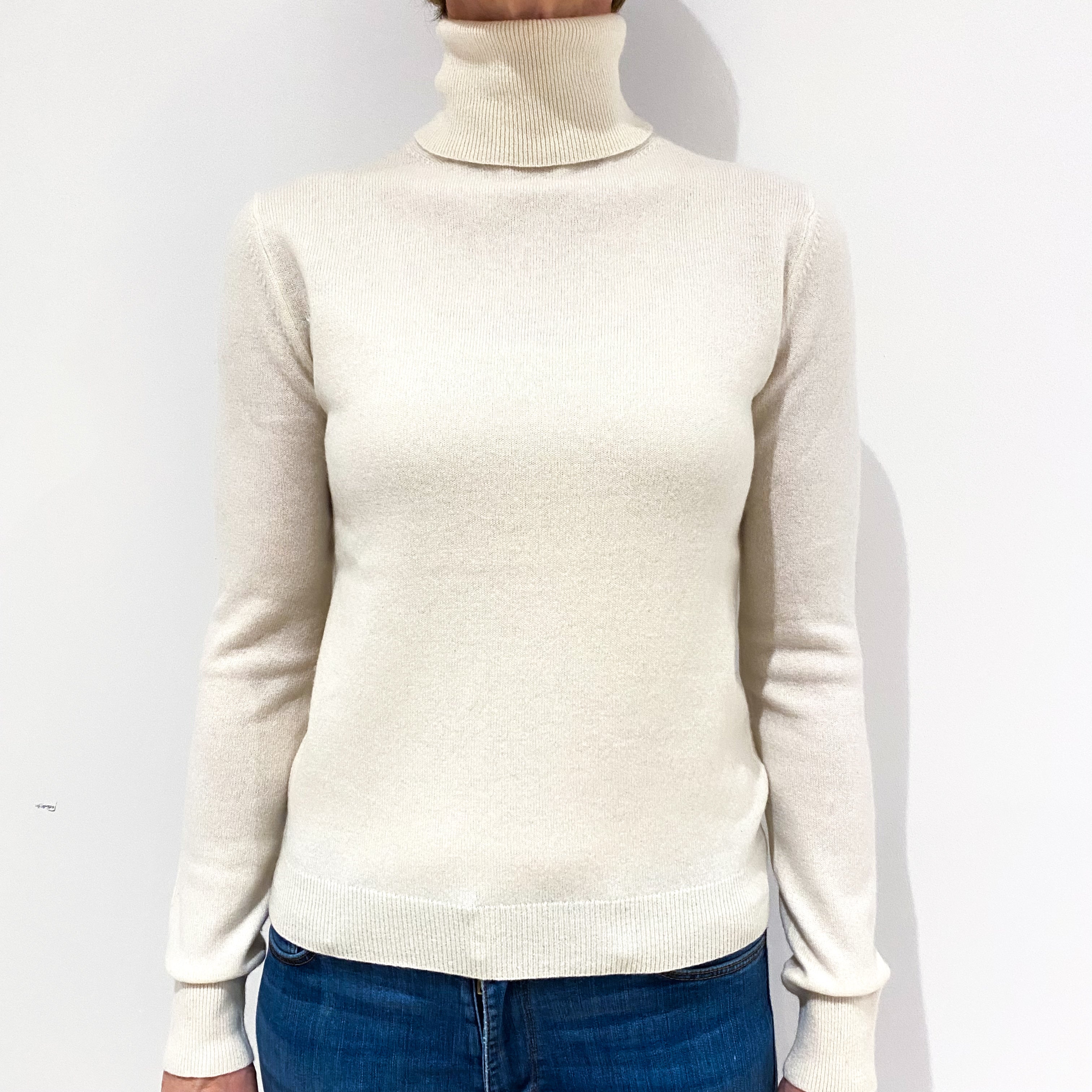 Cream Cashmere Polo Neck Jumper Small