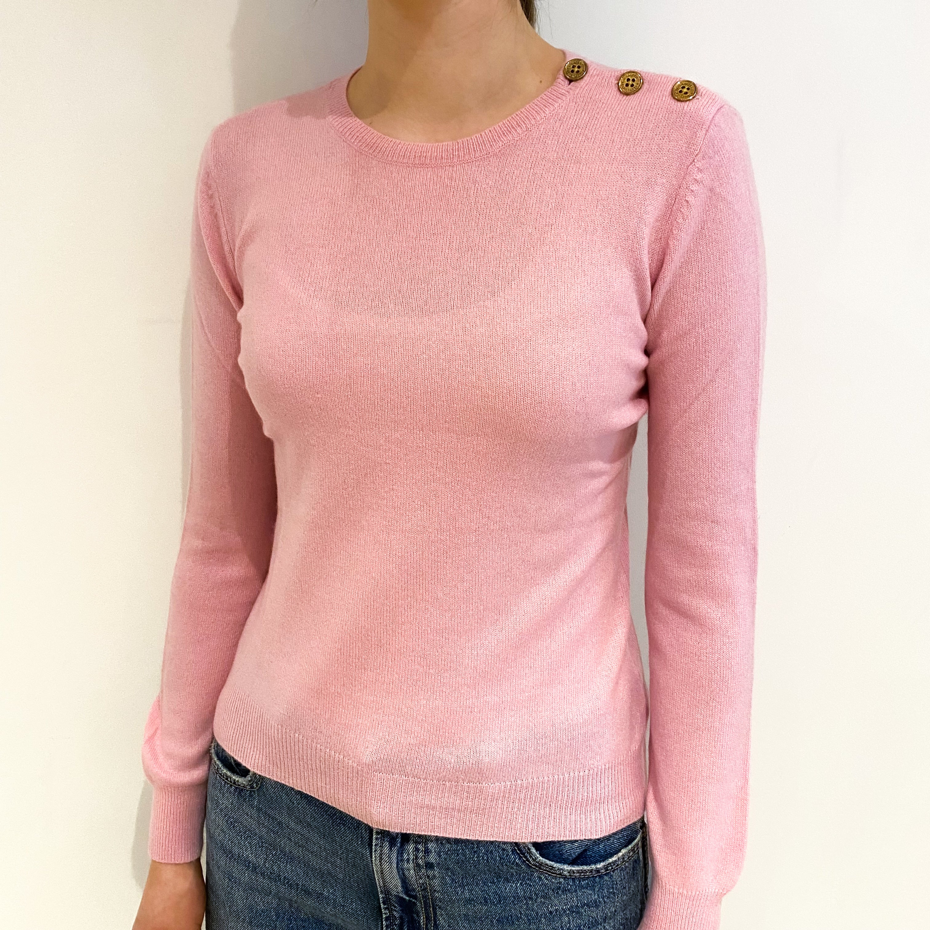 Ralph Lauren Sugarmouse PinkCashmere Crew Neck Jumper Extra Small