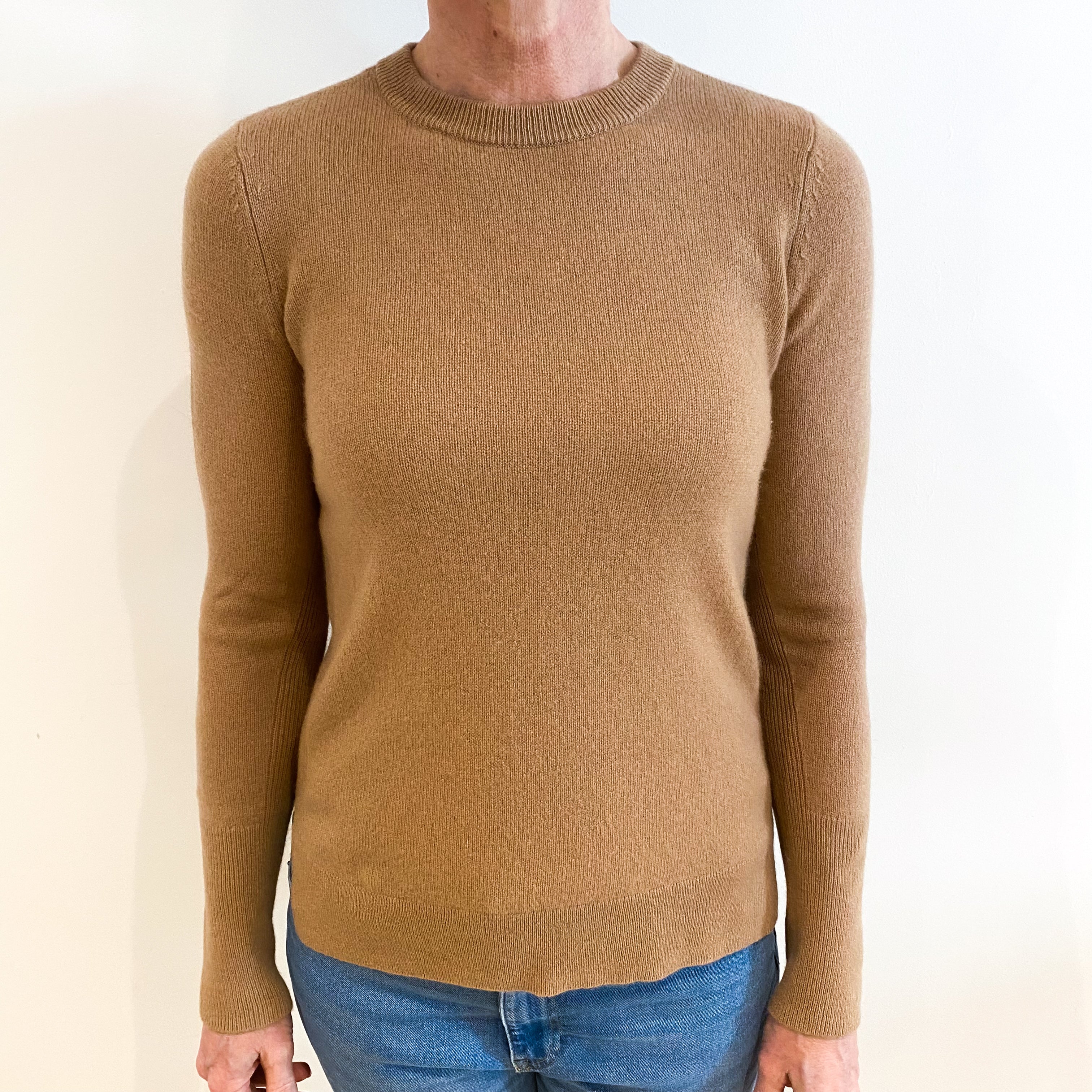 Biscuit Brown Cashmere Crew Neck Jumper Small
