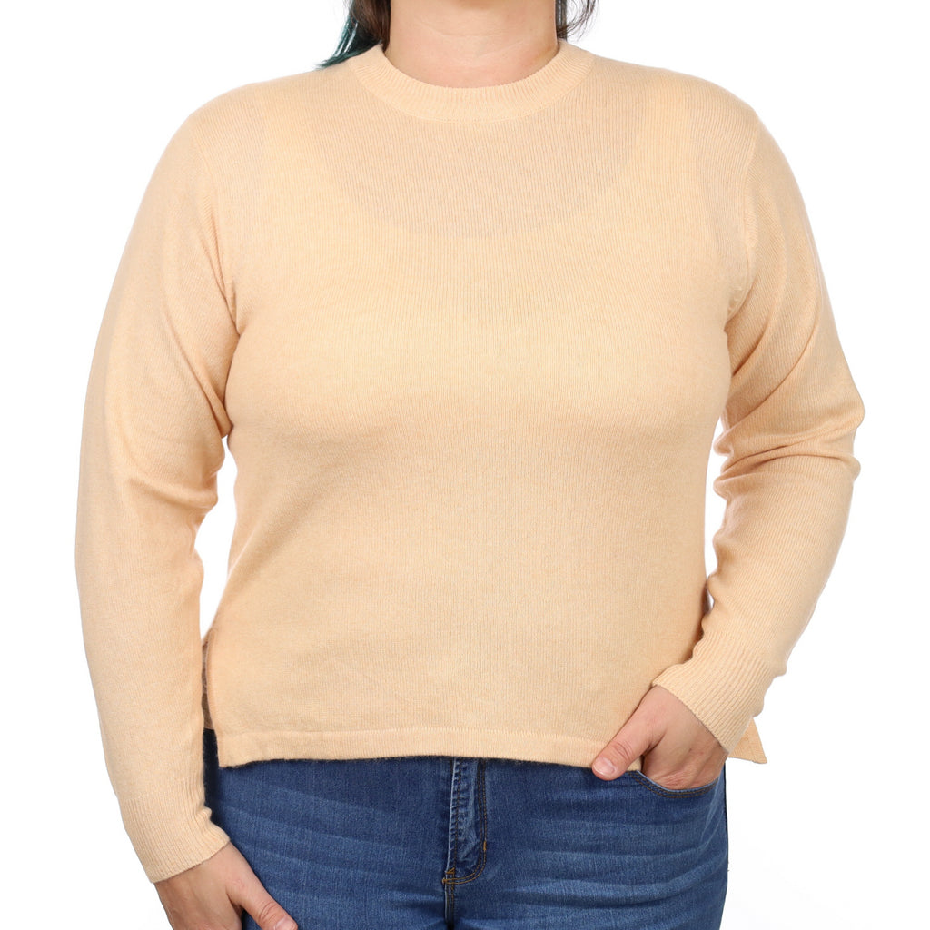Pale Apricot Cashmere Crew Neck Jumper Large