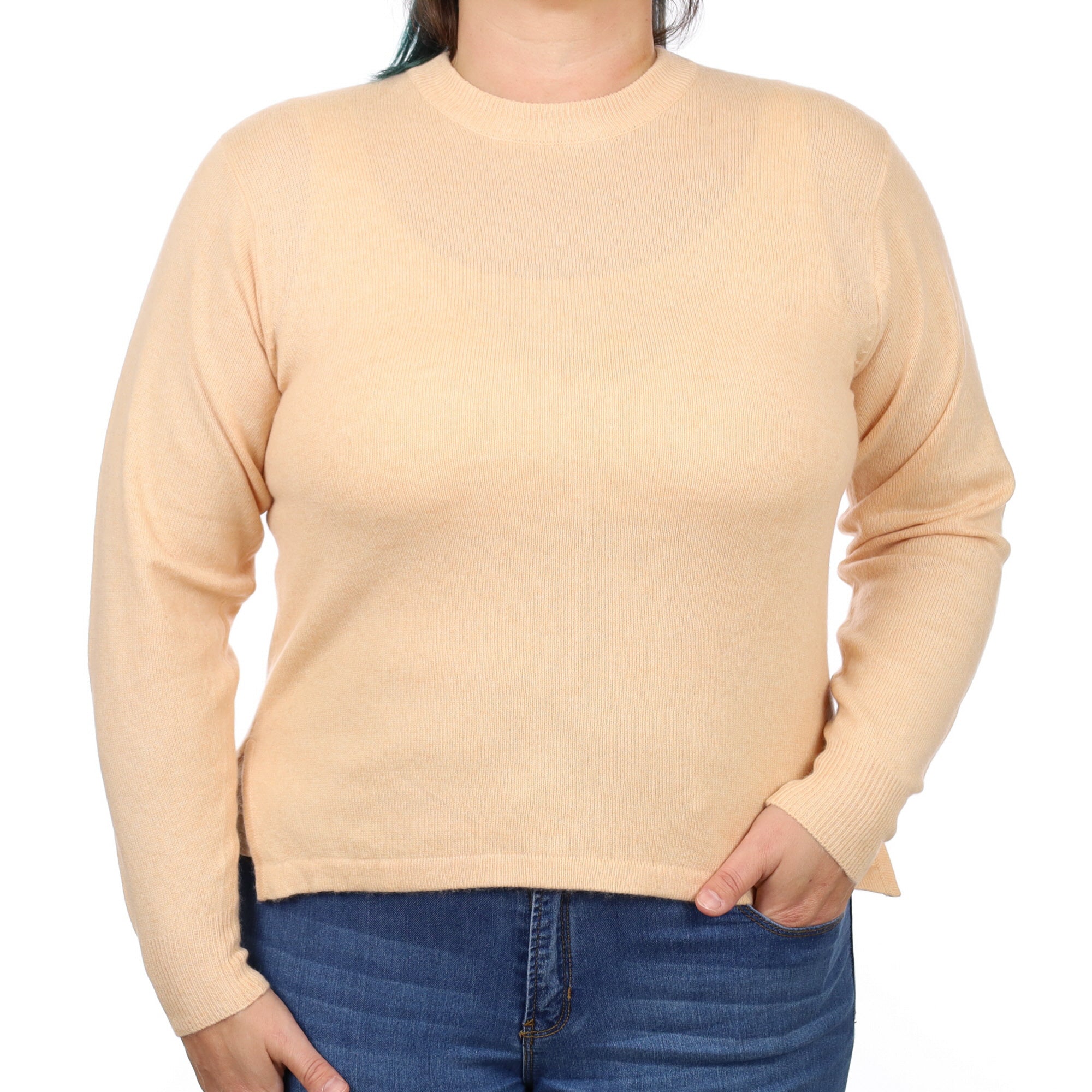 Pale Apricot Cashmere Crew Neck Jumper Large