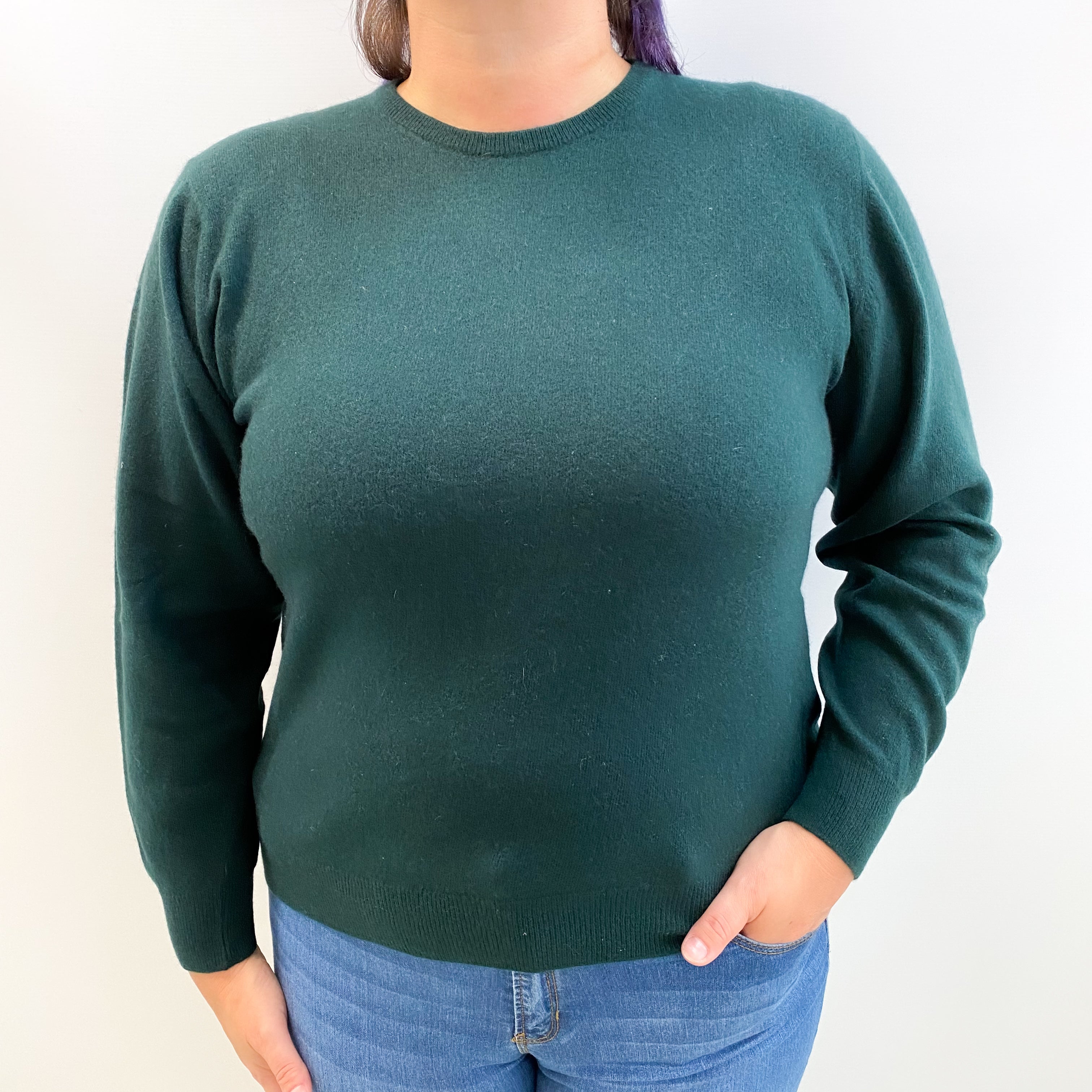 Vintage Pringle Bottle Green Cashmere Crew Neck Jumper Large