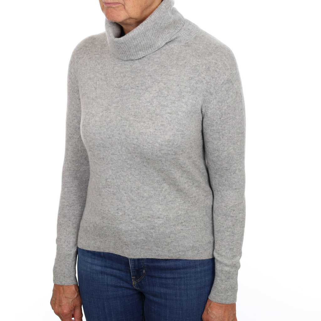 Smoke Grey Cashmere Polo Neck Jumper Medium