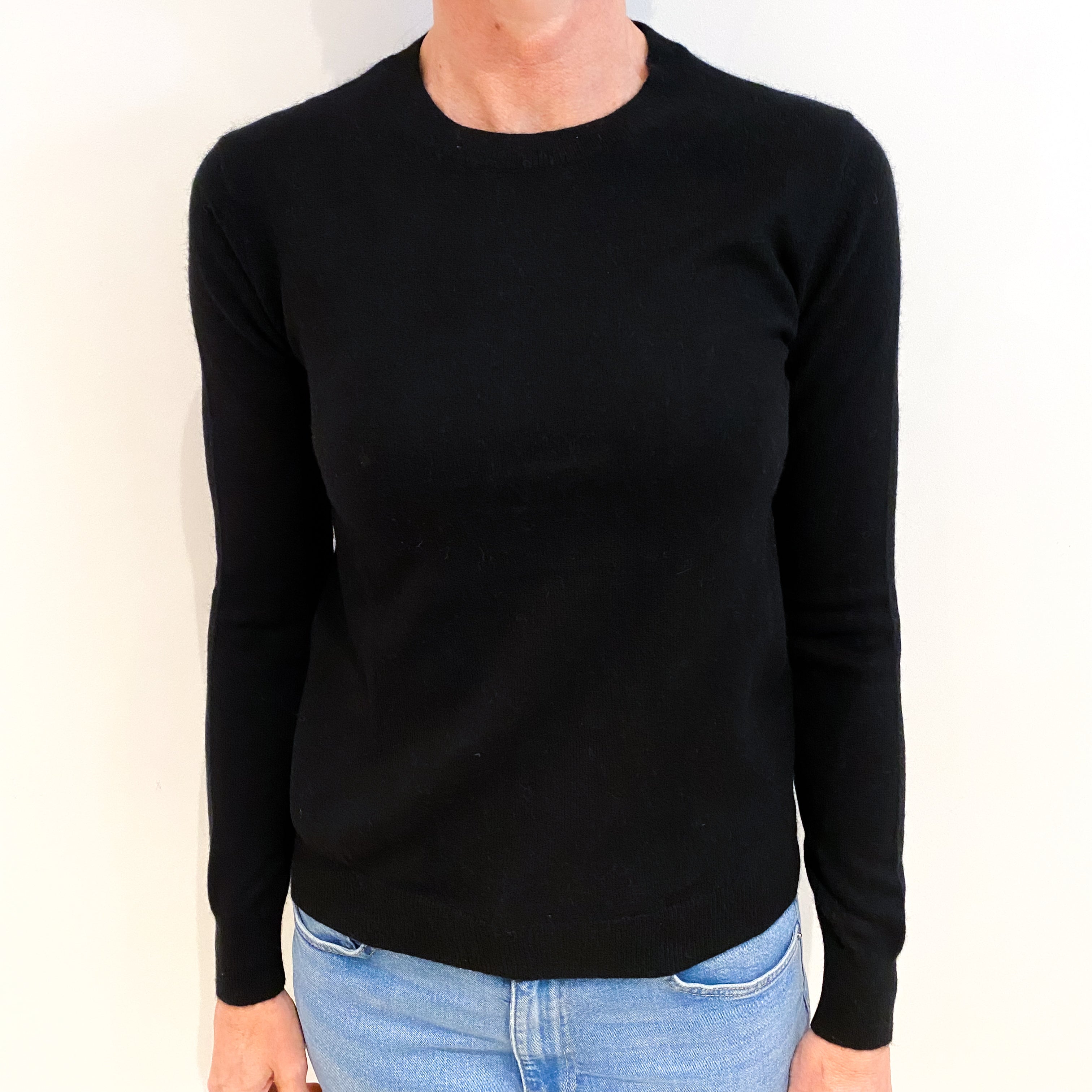 Black Cashmere Crew Neck Jumper Small