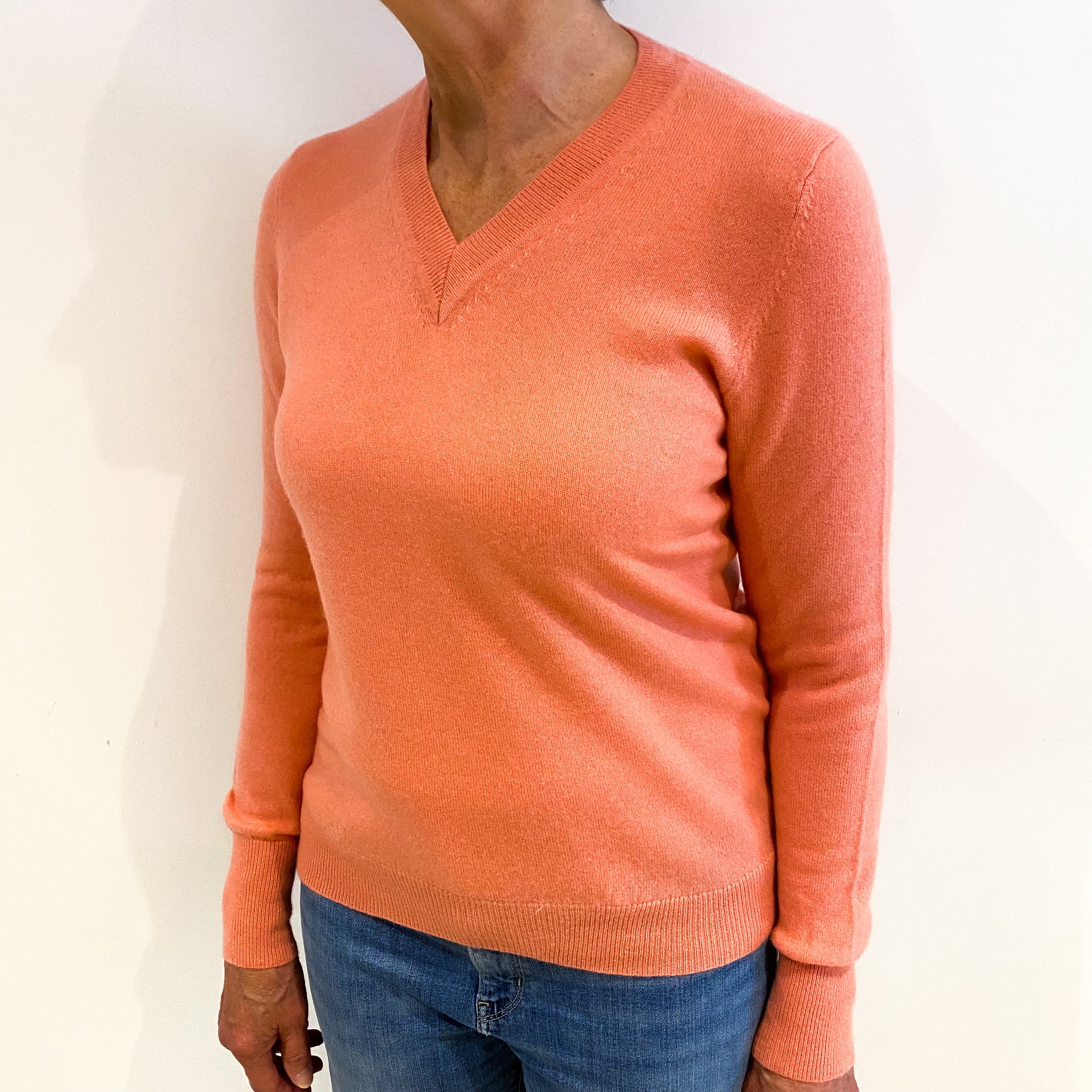 Crab Pink Cashmere V Neck Jumper Medium