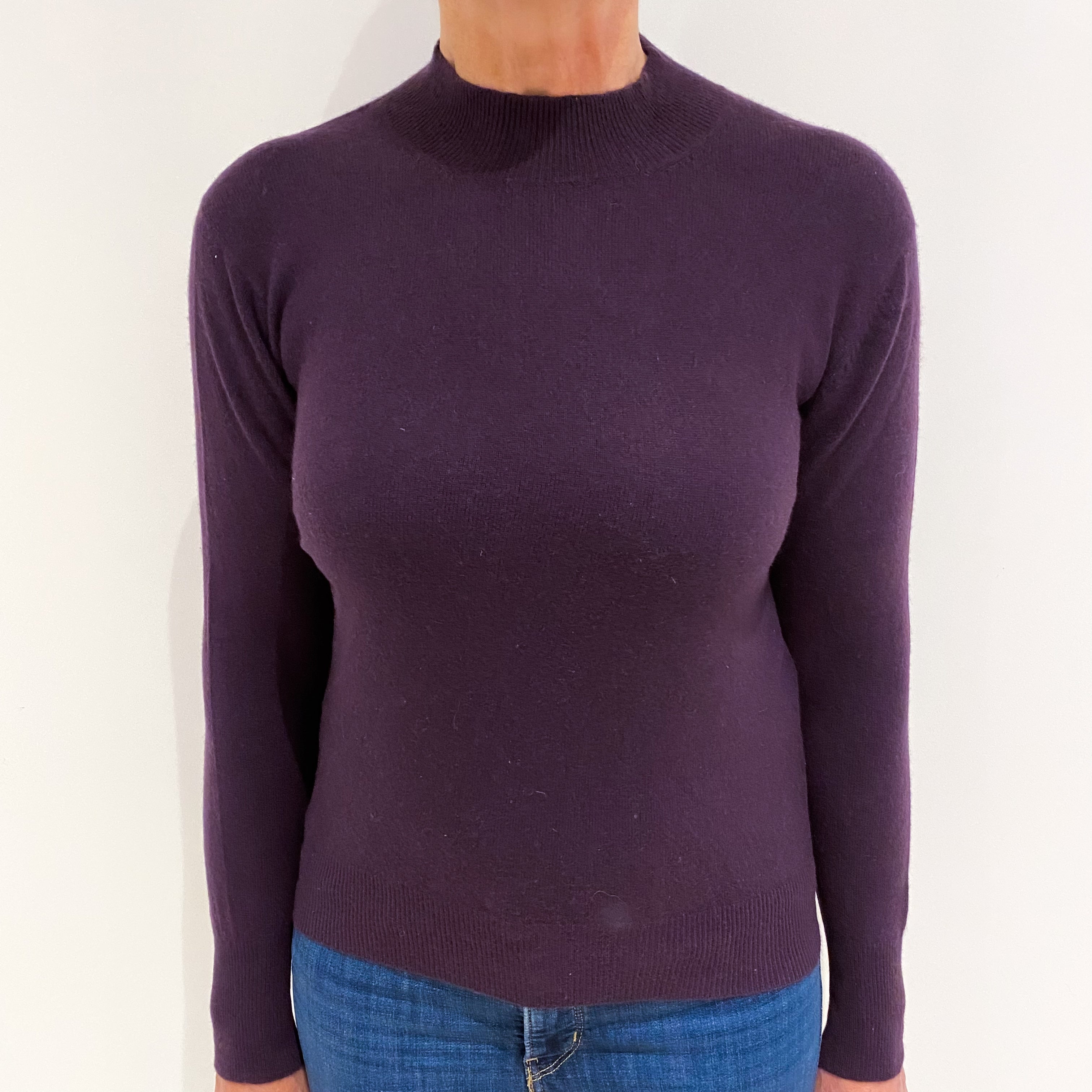 Blueberry Purple Cashmere Turtle Neck Jumper Medium
