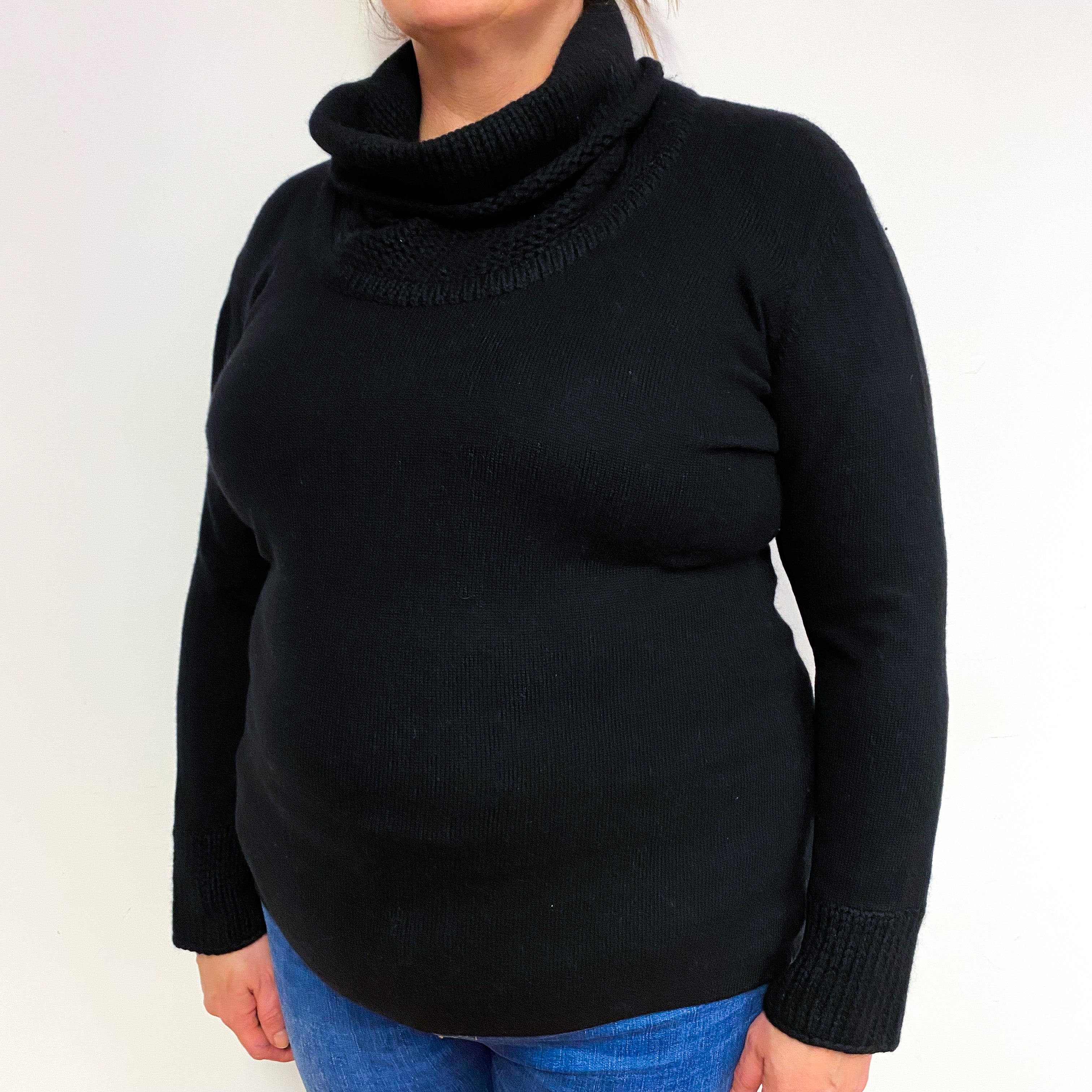 Black Cashmere Cowl Neck Jumper Extra Large