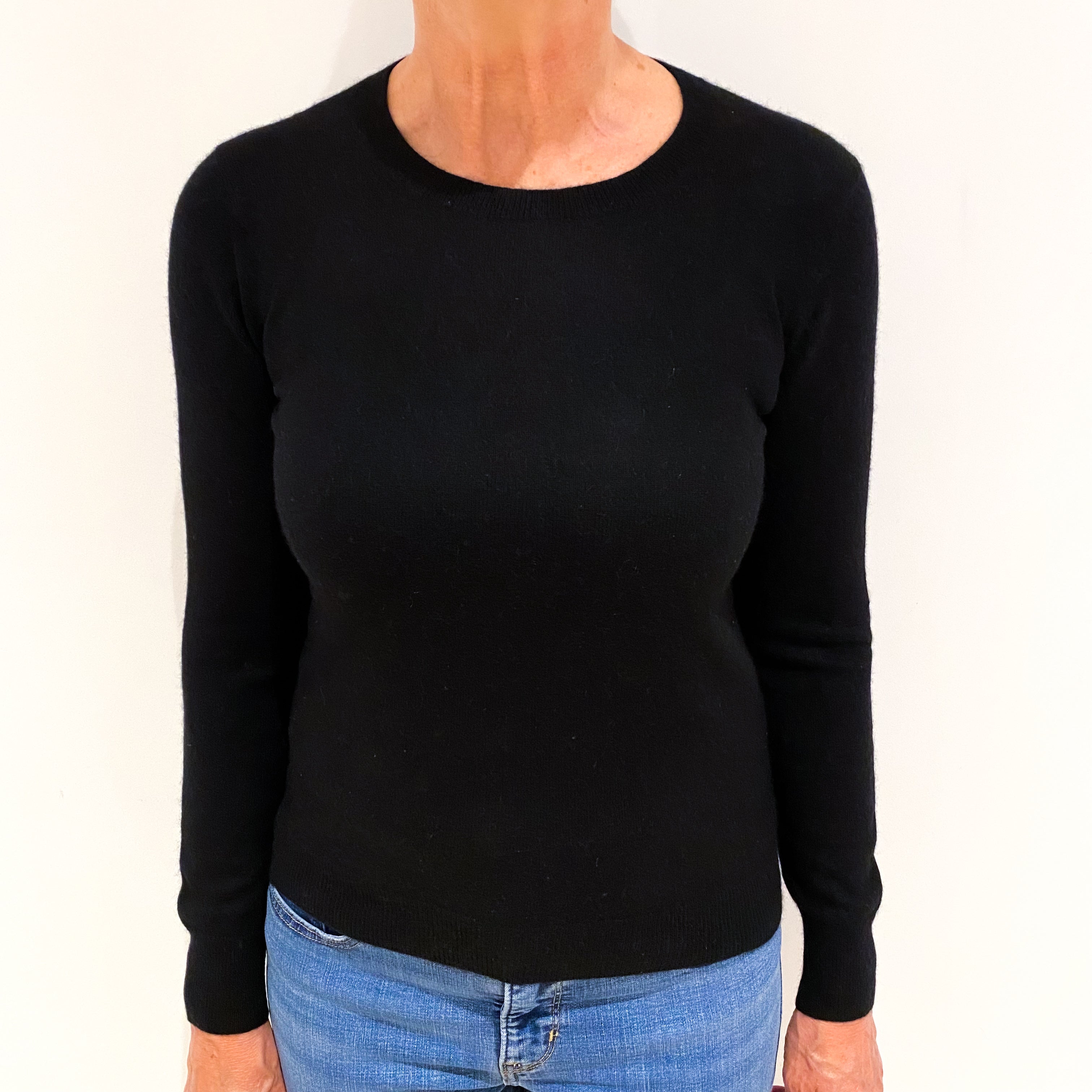 Black Cashmere Crew Neck Jumper Medium