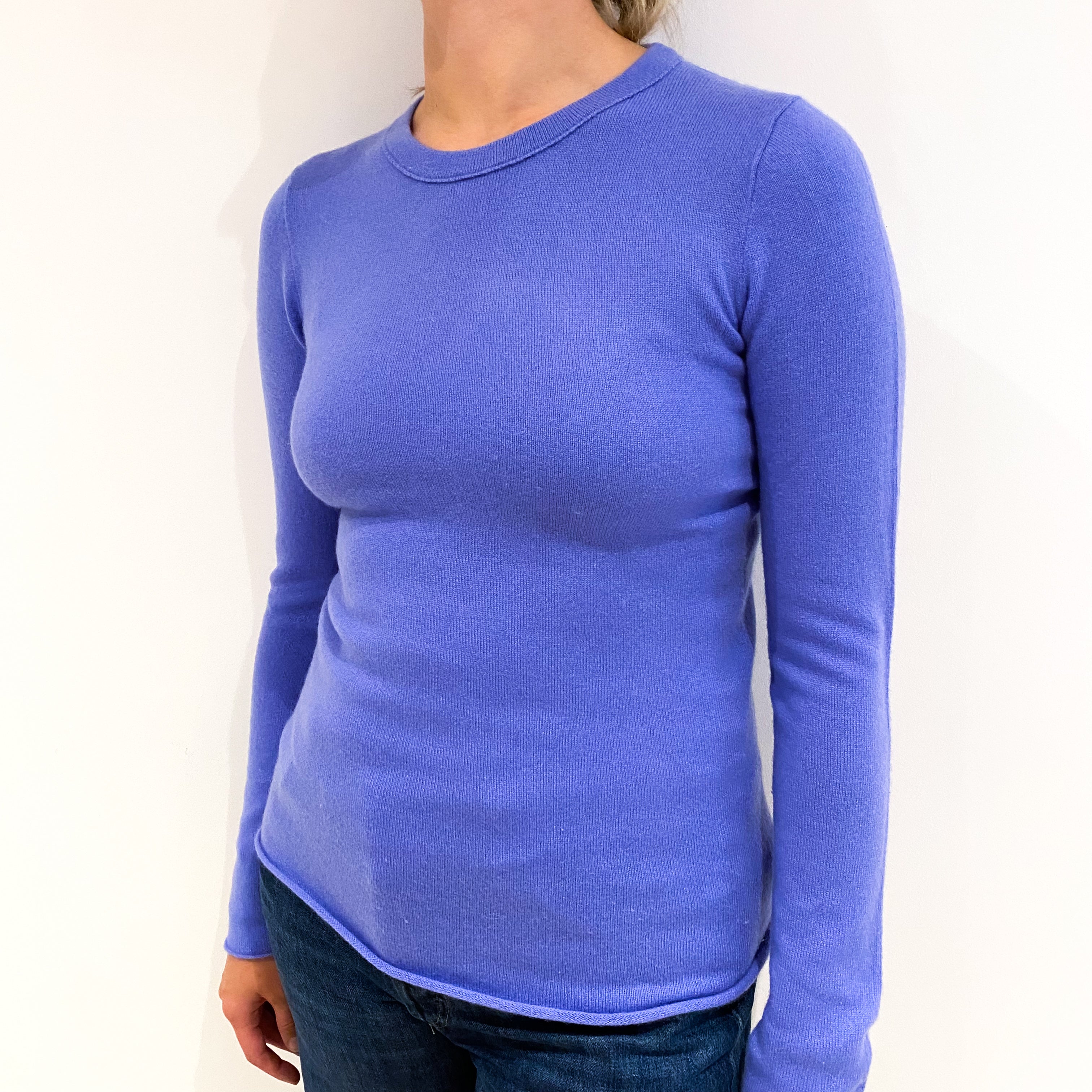 Periwinkle Purple Cashmere Crew Neck Jumper Small