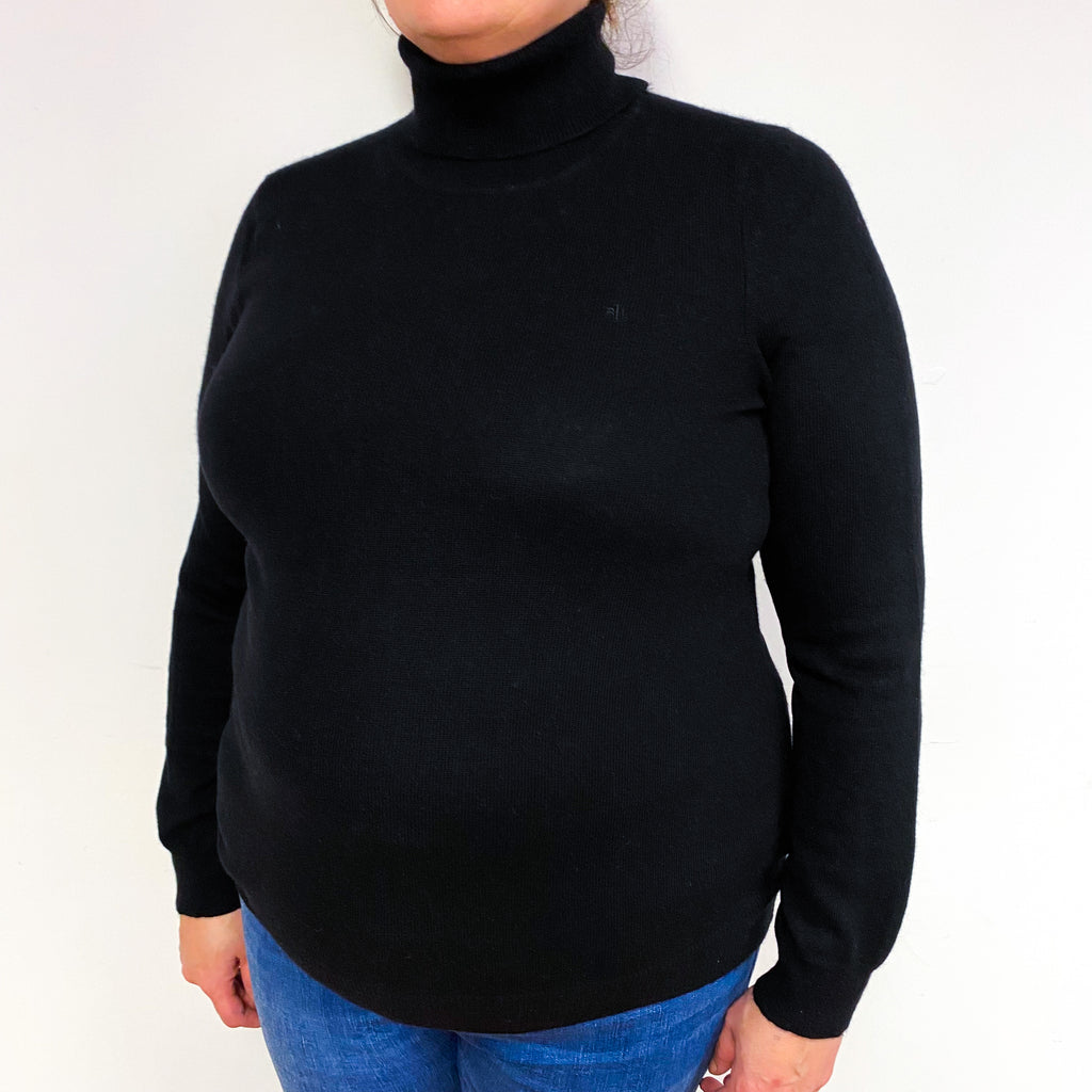 Ralph Lauren Black Cashmere Polo Neck Jumper Extra Large