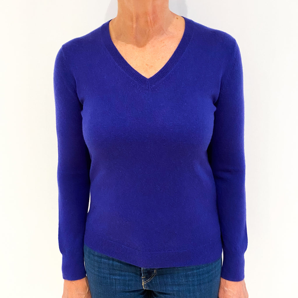 Indigo Blue Cashmere V-Neck Jumper Medium