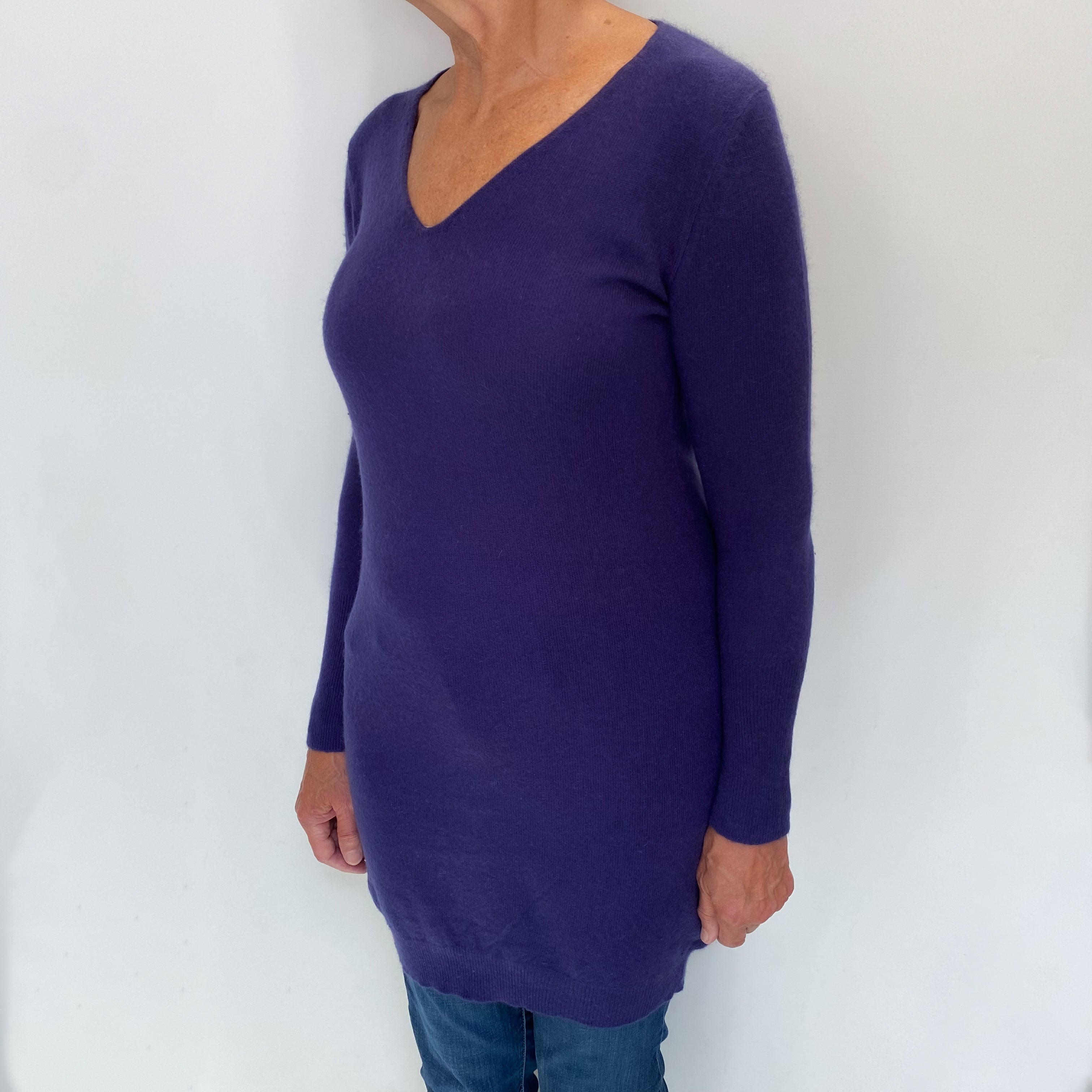 Dark Pansy Purple Cashmere Scoop Neck Jumper Medium