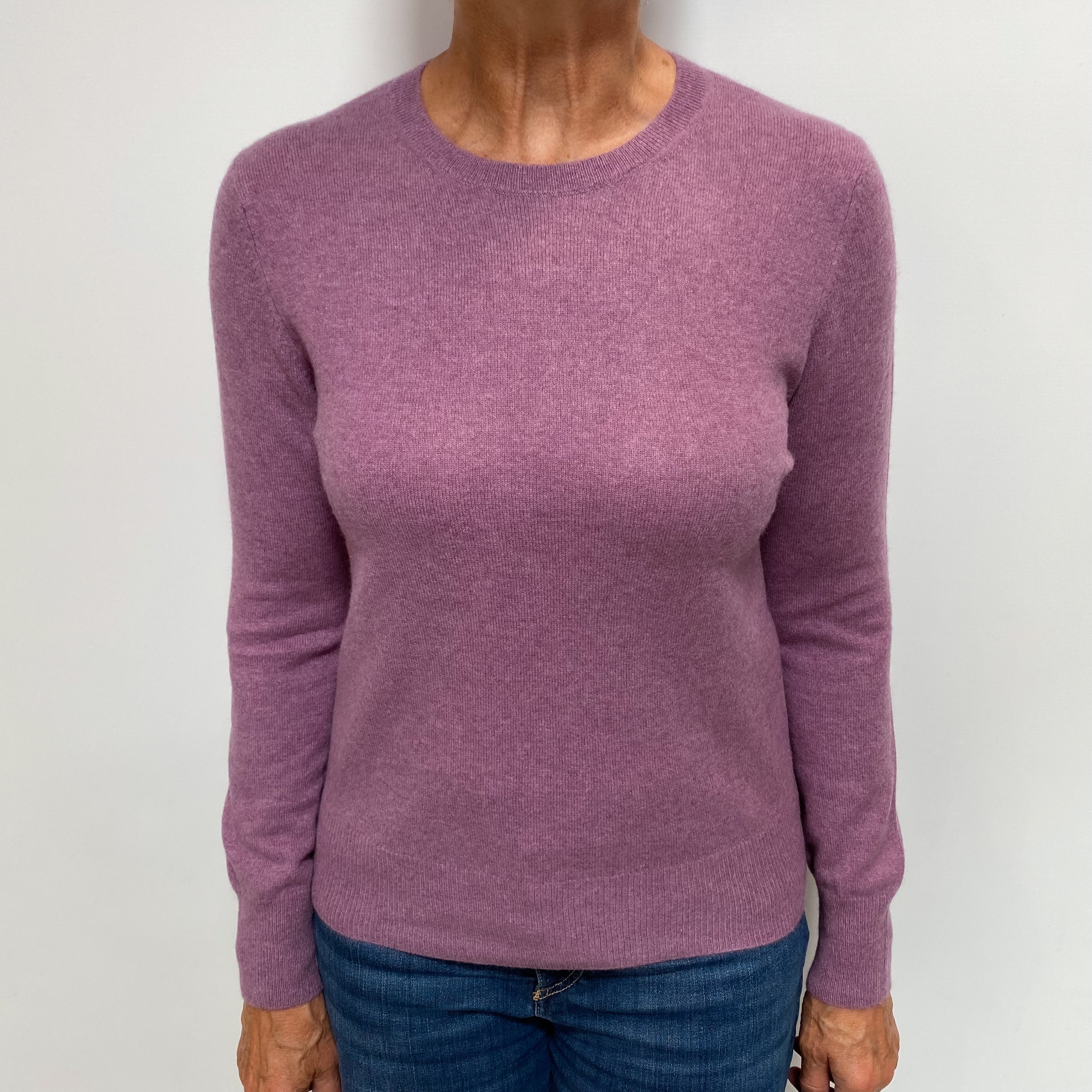 Heather Purple Cashmere Crew Neck Jumper Medium