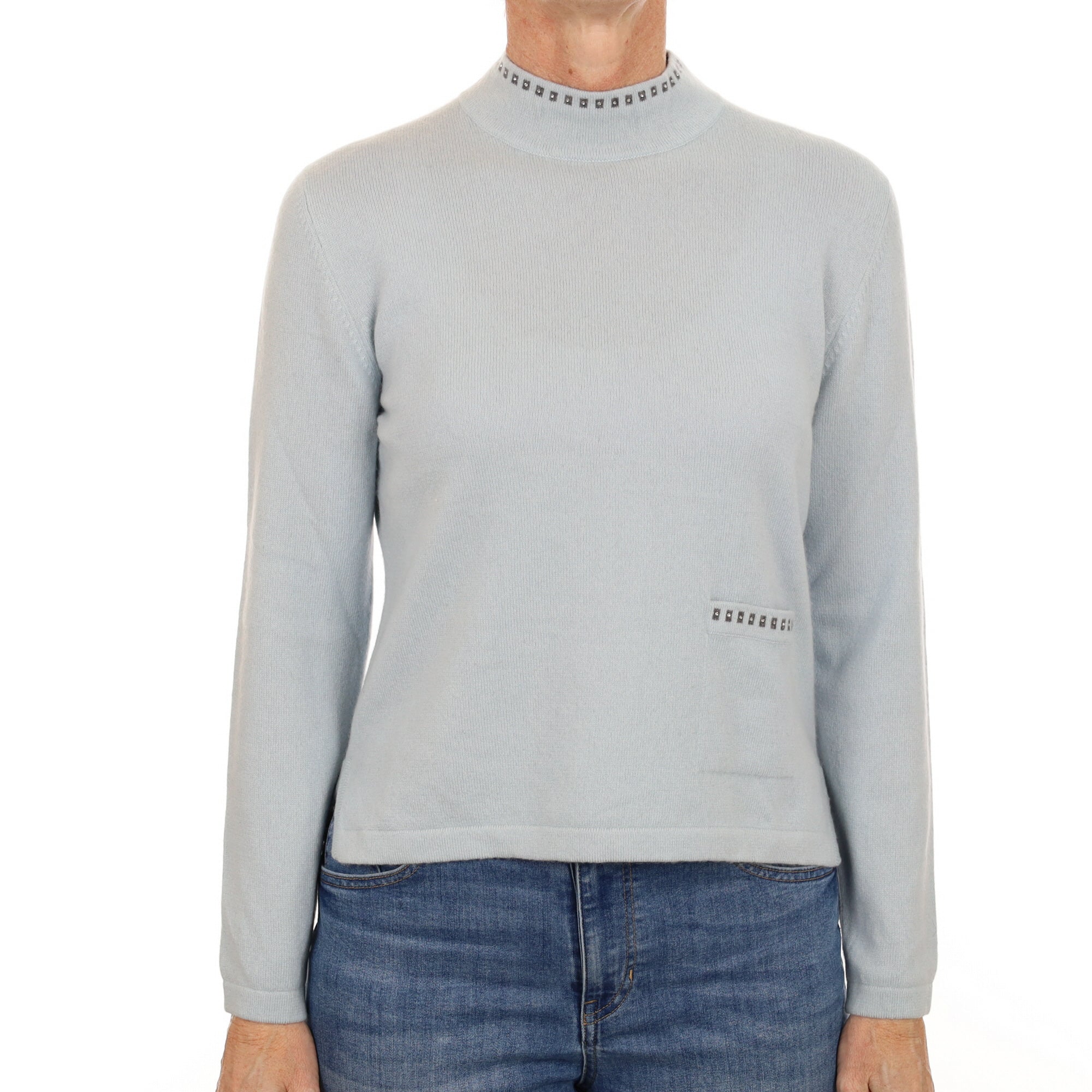 Powder Blue Cashmere Turtle Neck Jumper Small
