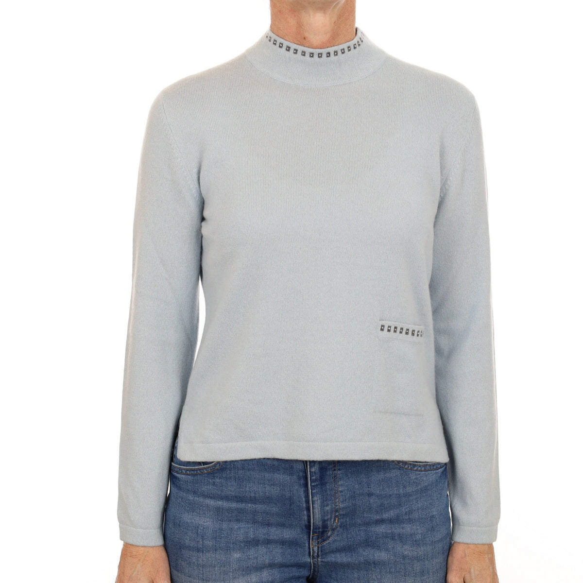 Powder Blue Cashmere Turtle Neck Jumper Small