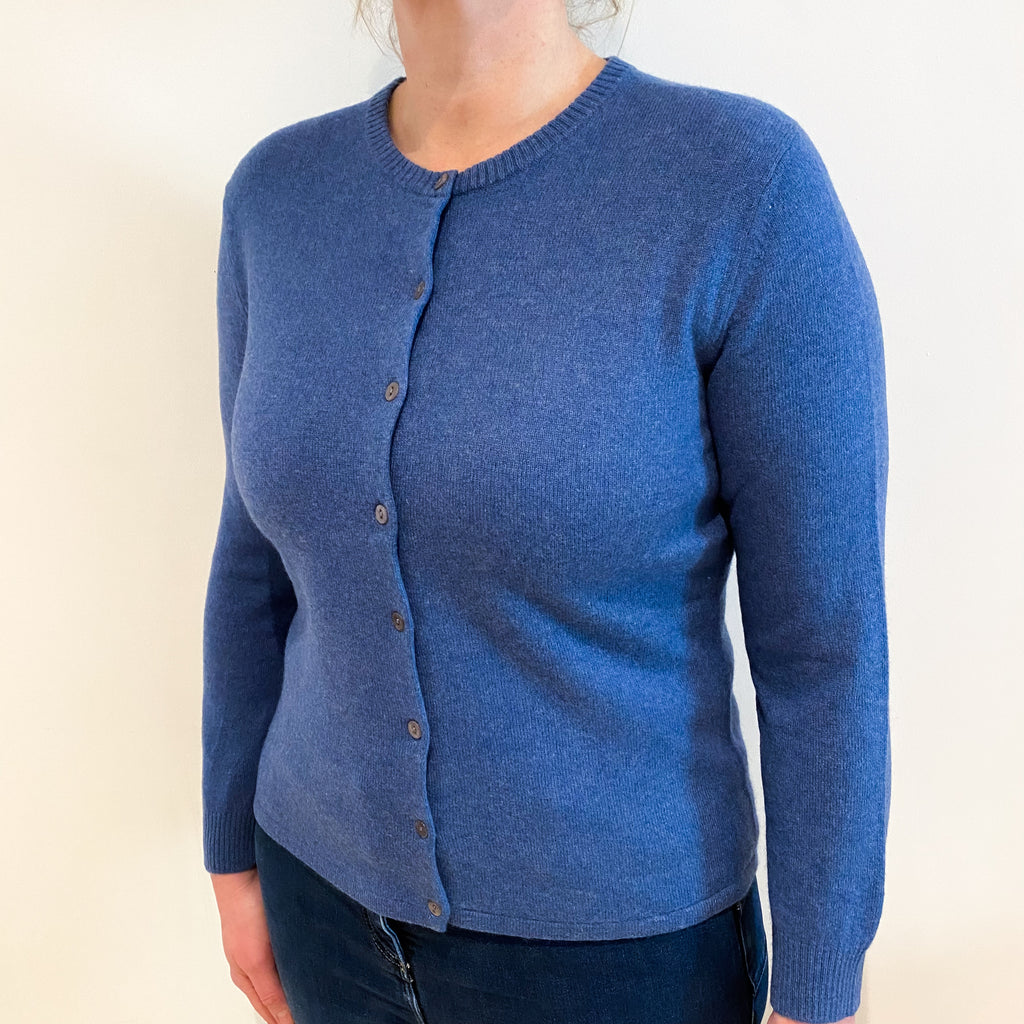 Denim Blue Cashmere Crew Neck Cardigan Large