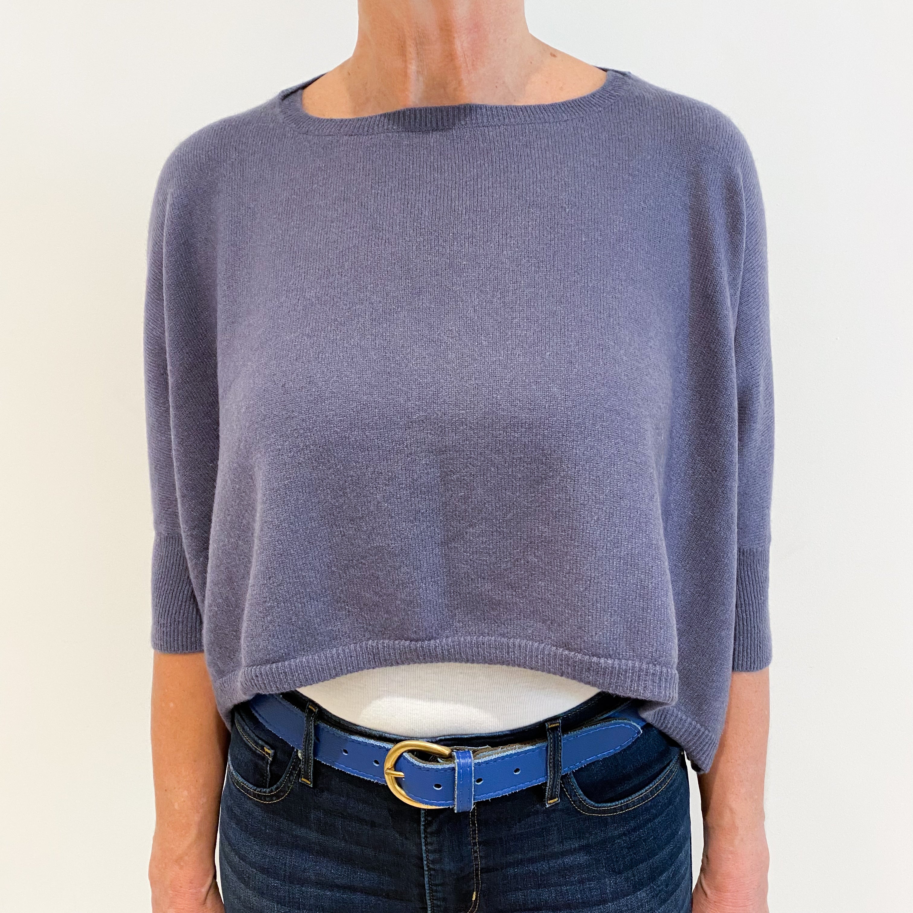 Slate Purple Cashmere Crew Neck Jumper Medium