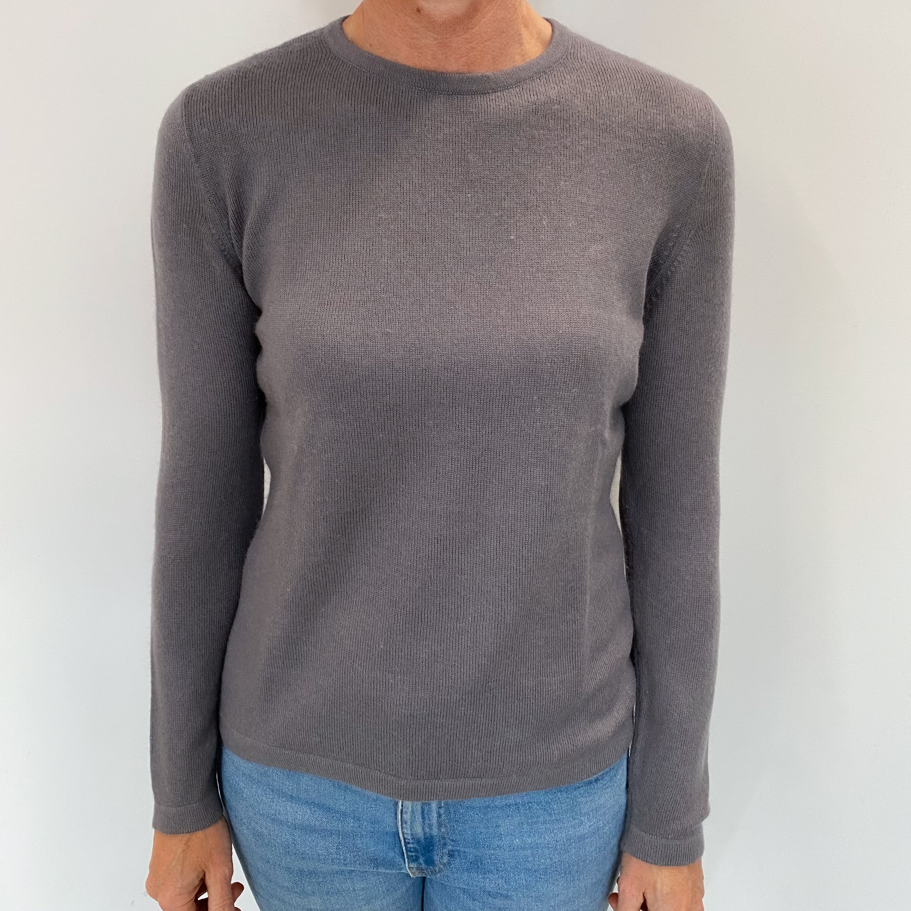 Slate Grey Cashmere Crew Neck Jumper Small