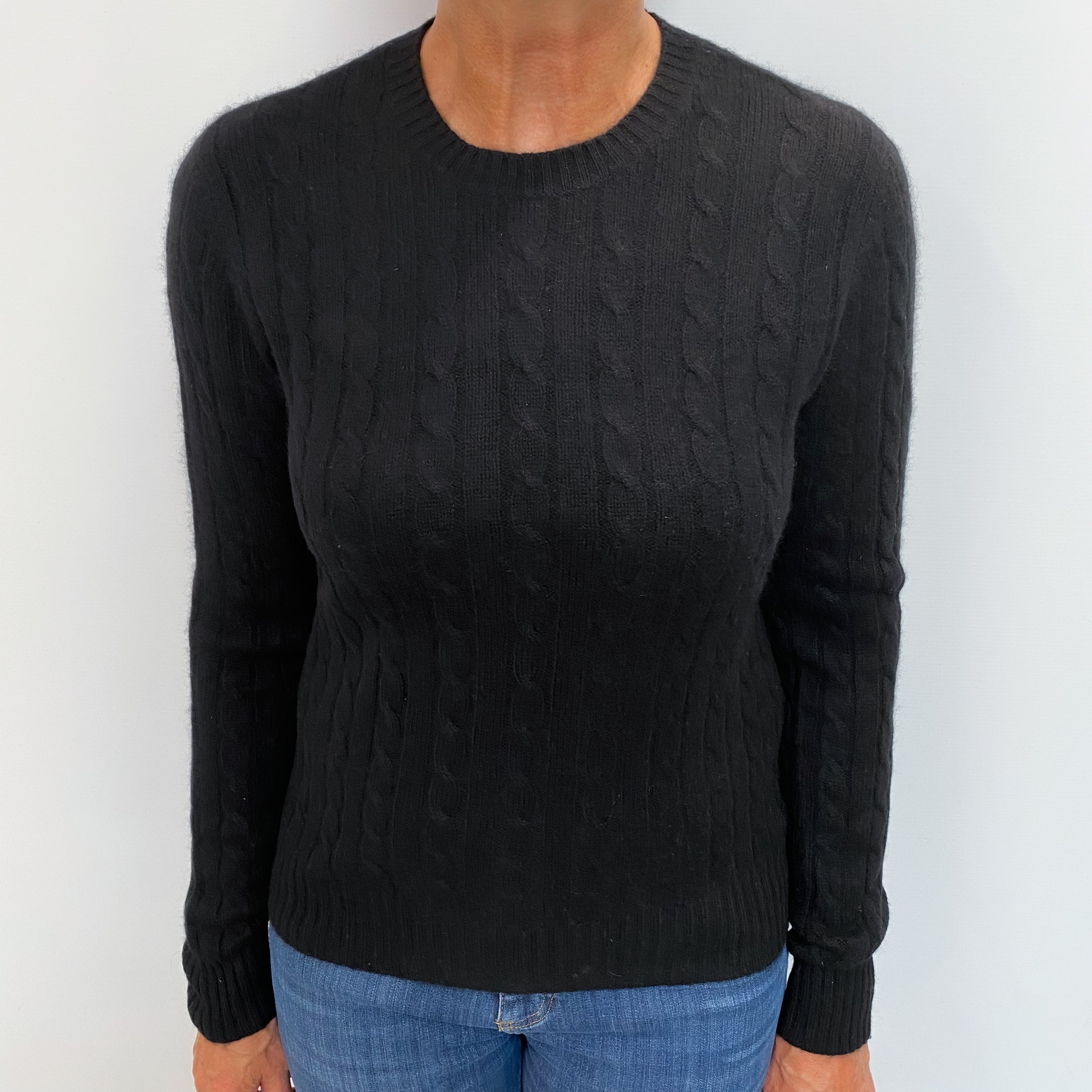 Black Cashmere Crew Neck Jumper Medium