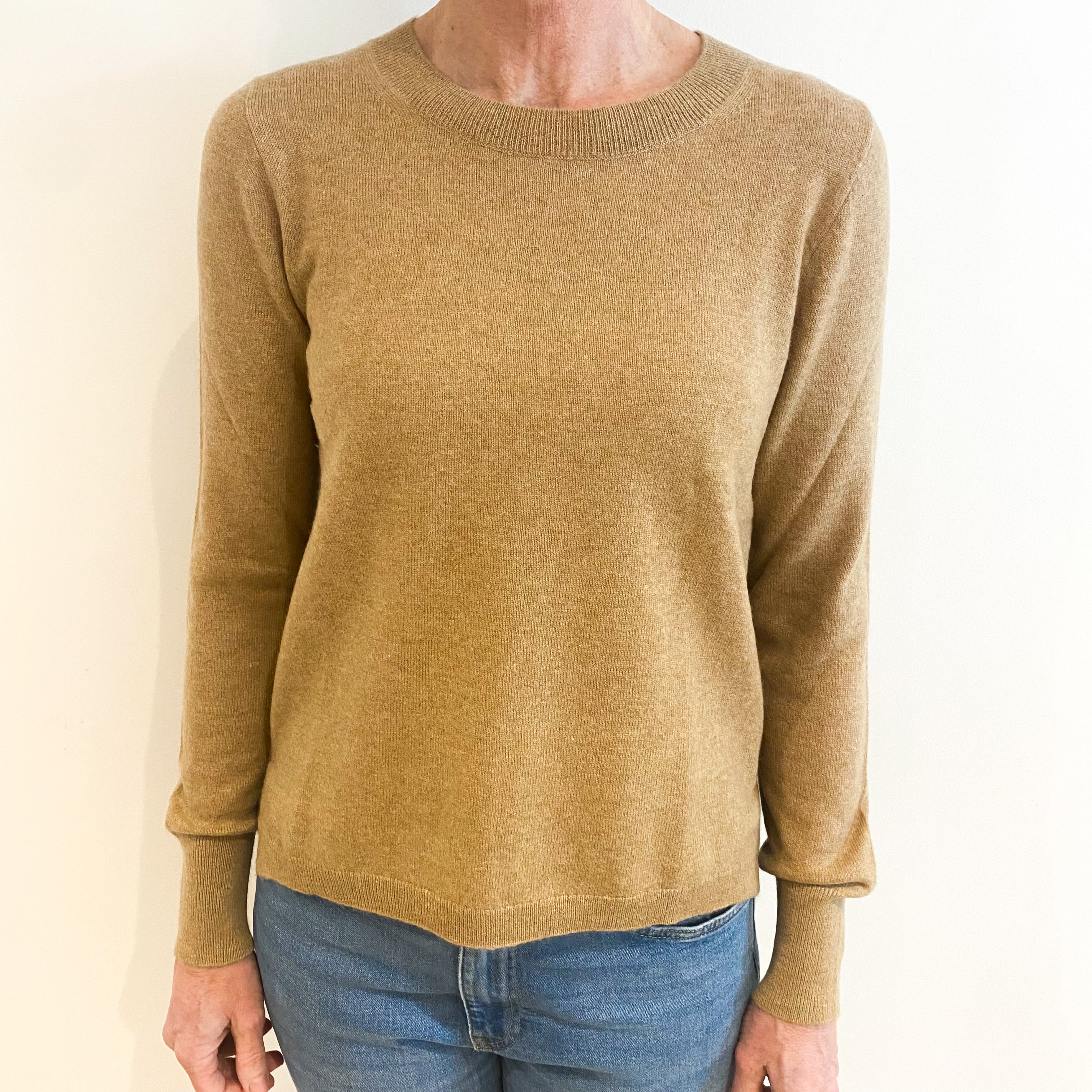 Sand Beige Cashmere Crew Neck Jumper Small