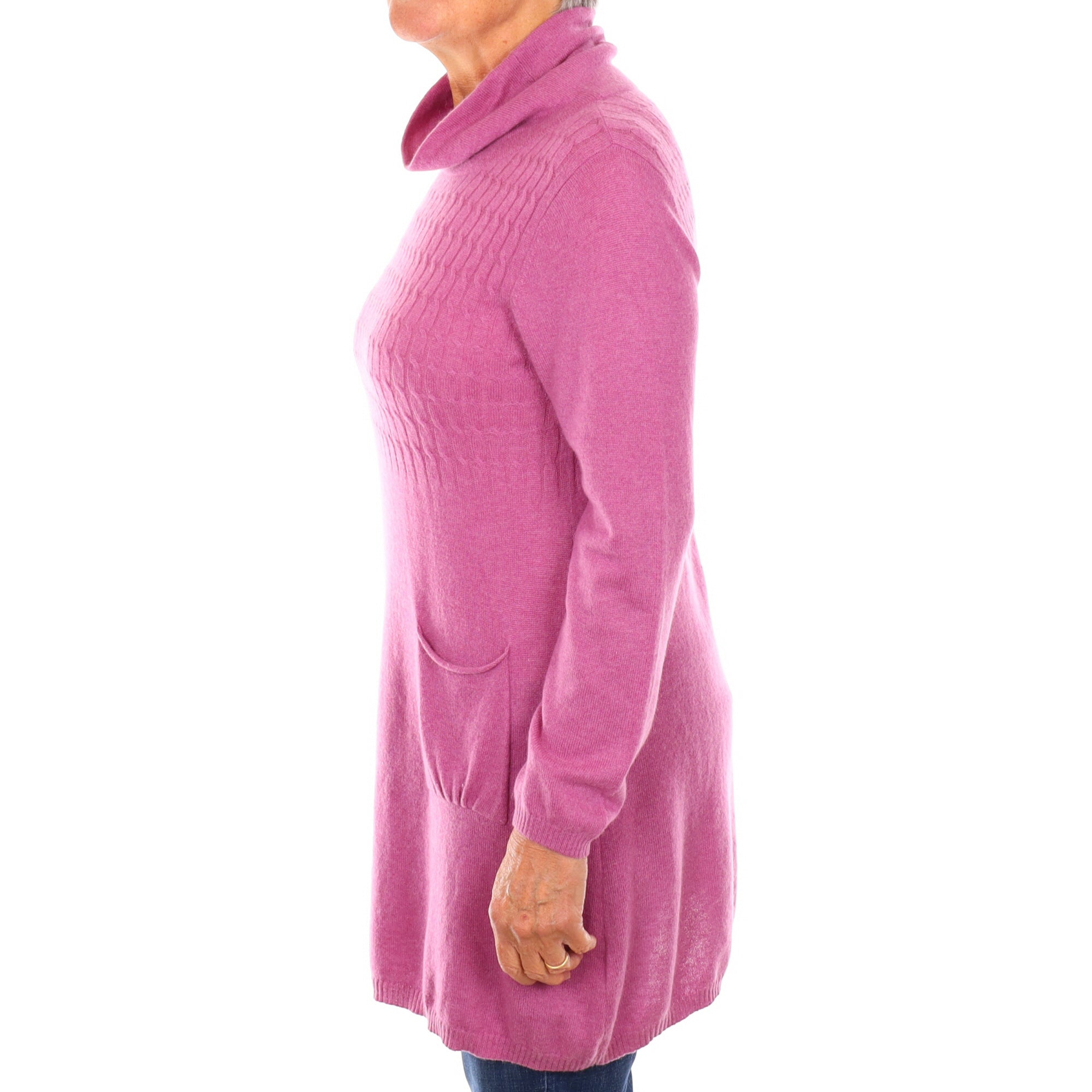 Loganberry Purple Cashmere Funnel Neck Dress Medium