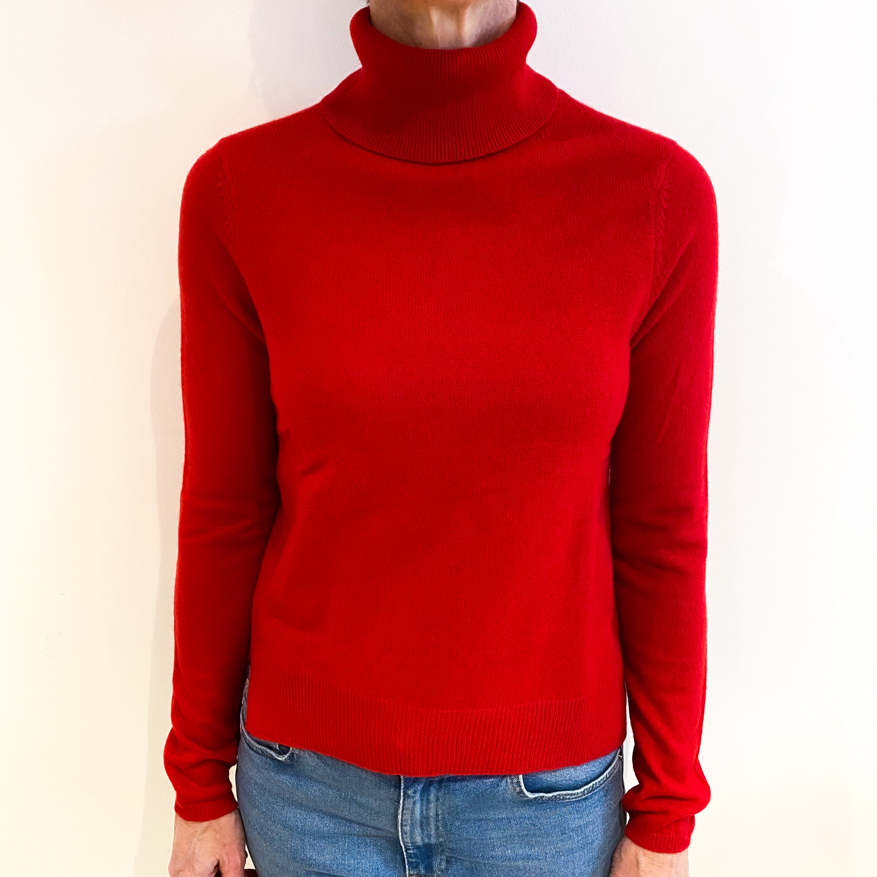 Phoenix Red Cashmere Polo Neck Jumper Small