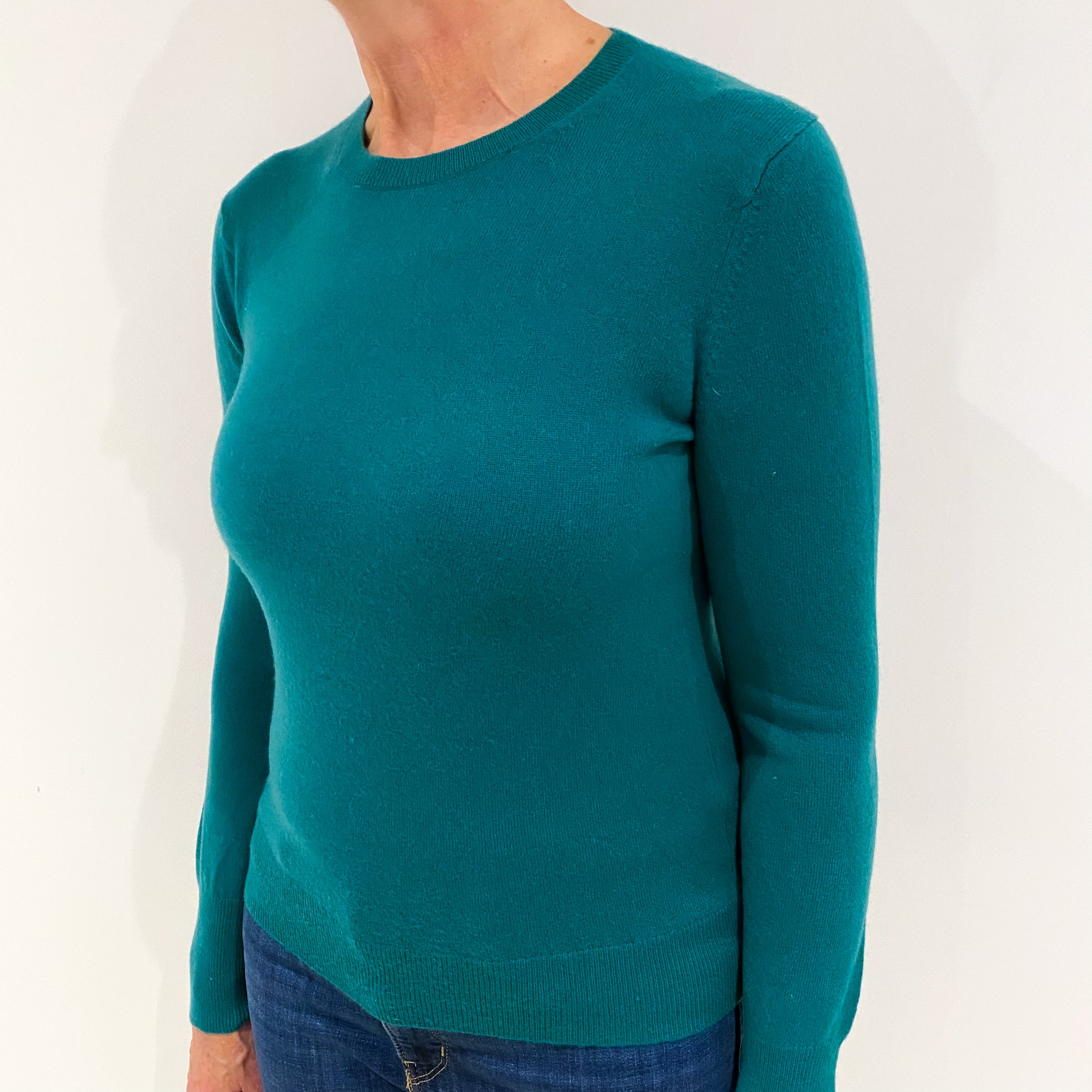 Shamrock Green Cashmere Crew Neck Jumper Medium