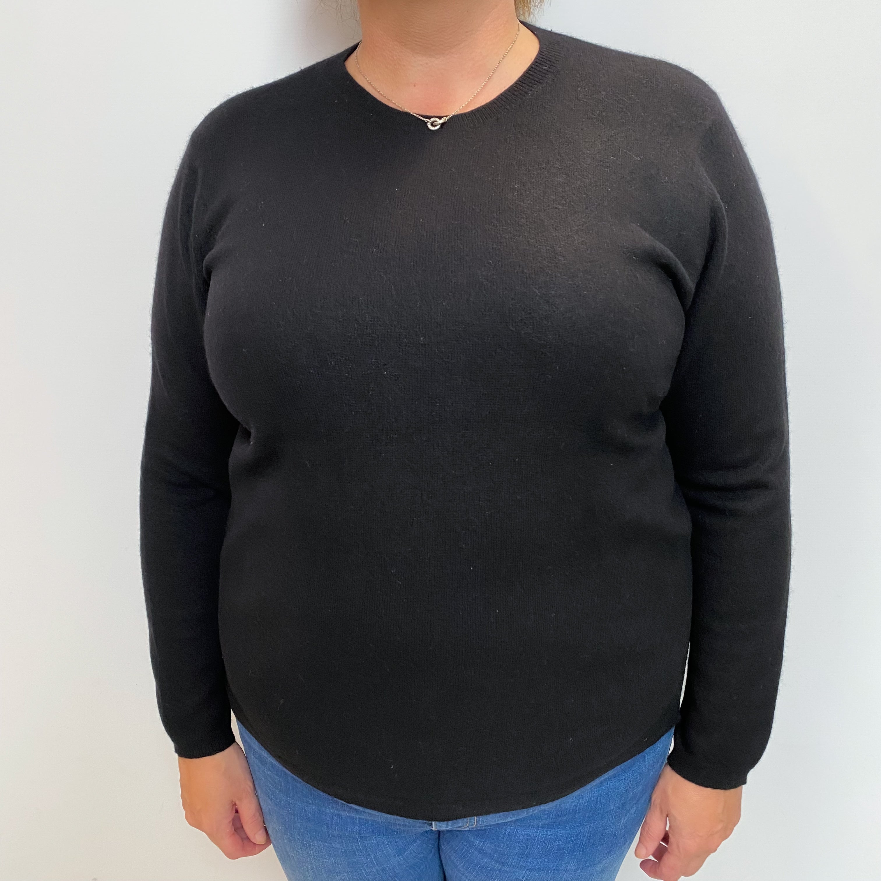 Black Cashmere Crew Neck Jumper Extra Large