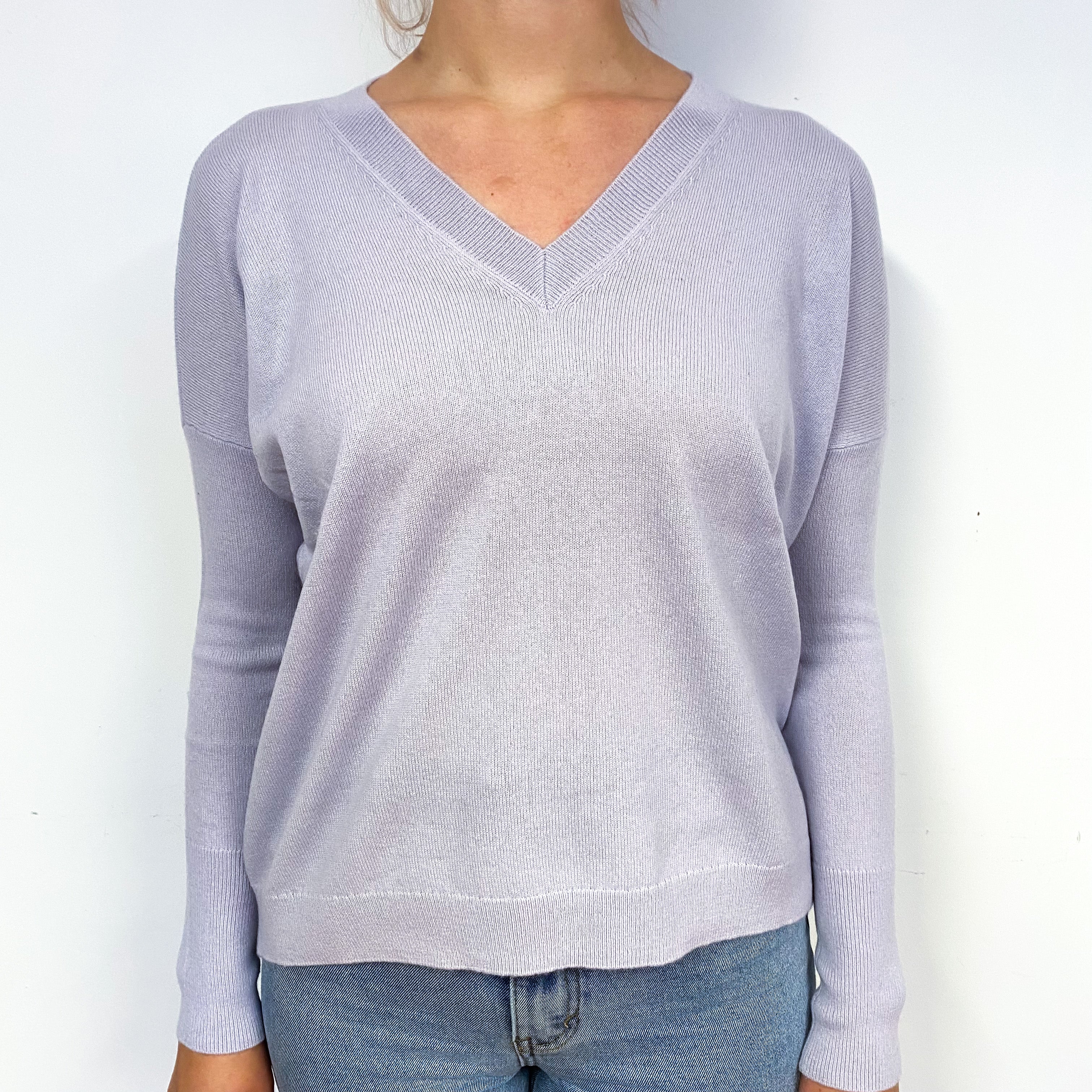 Pale Purple Slouchy Cashmere V-Neck Jumper Small