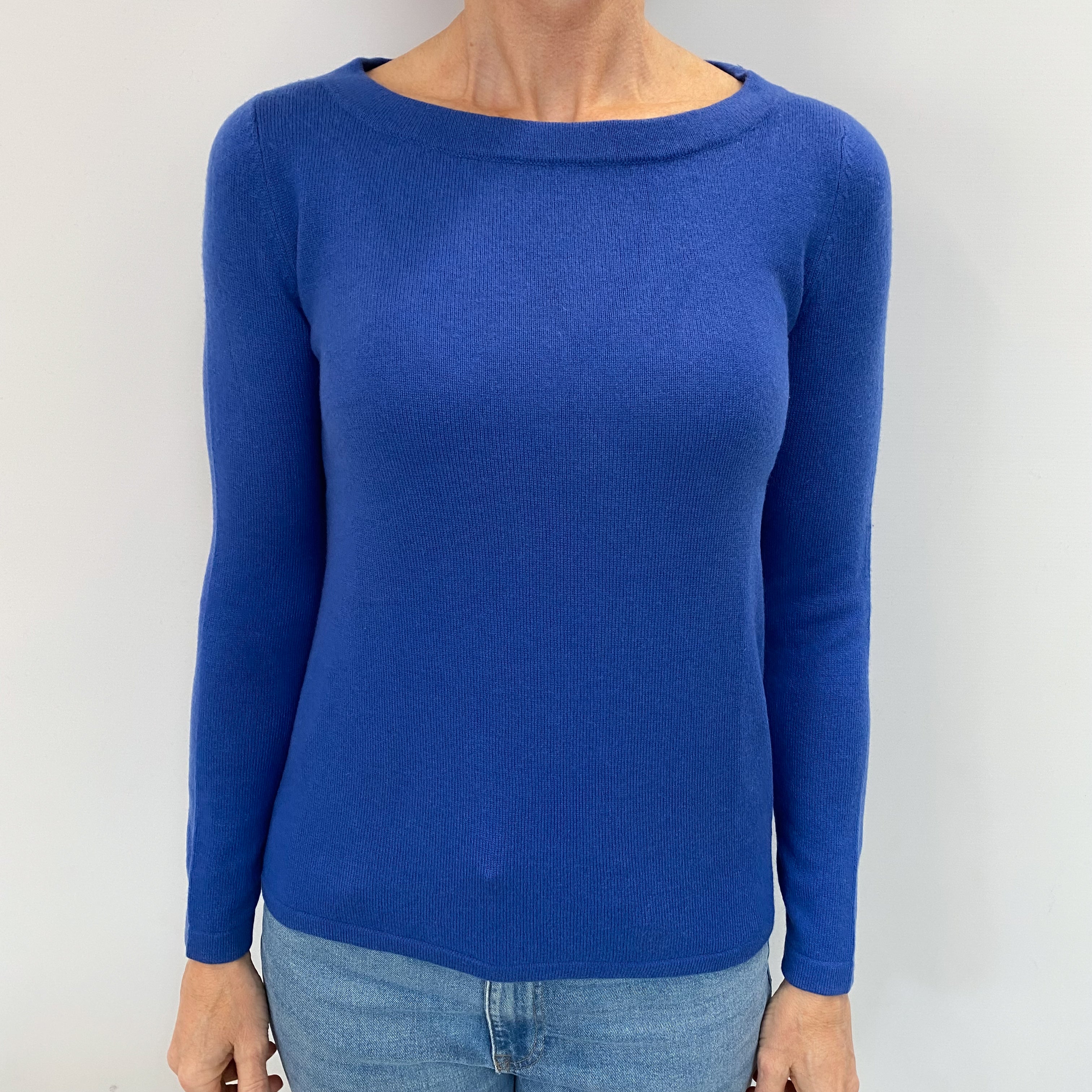 Cobalt Blue Cashmere Crew Neck Jumper Small